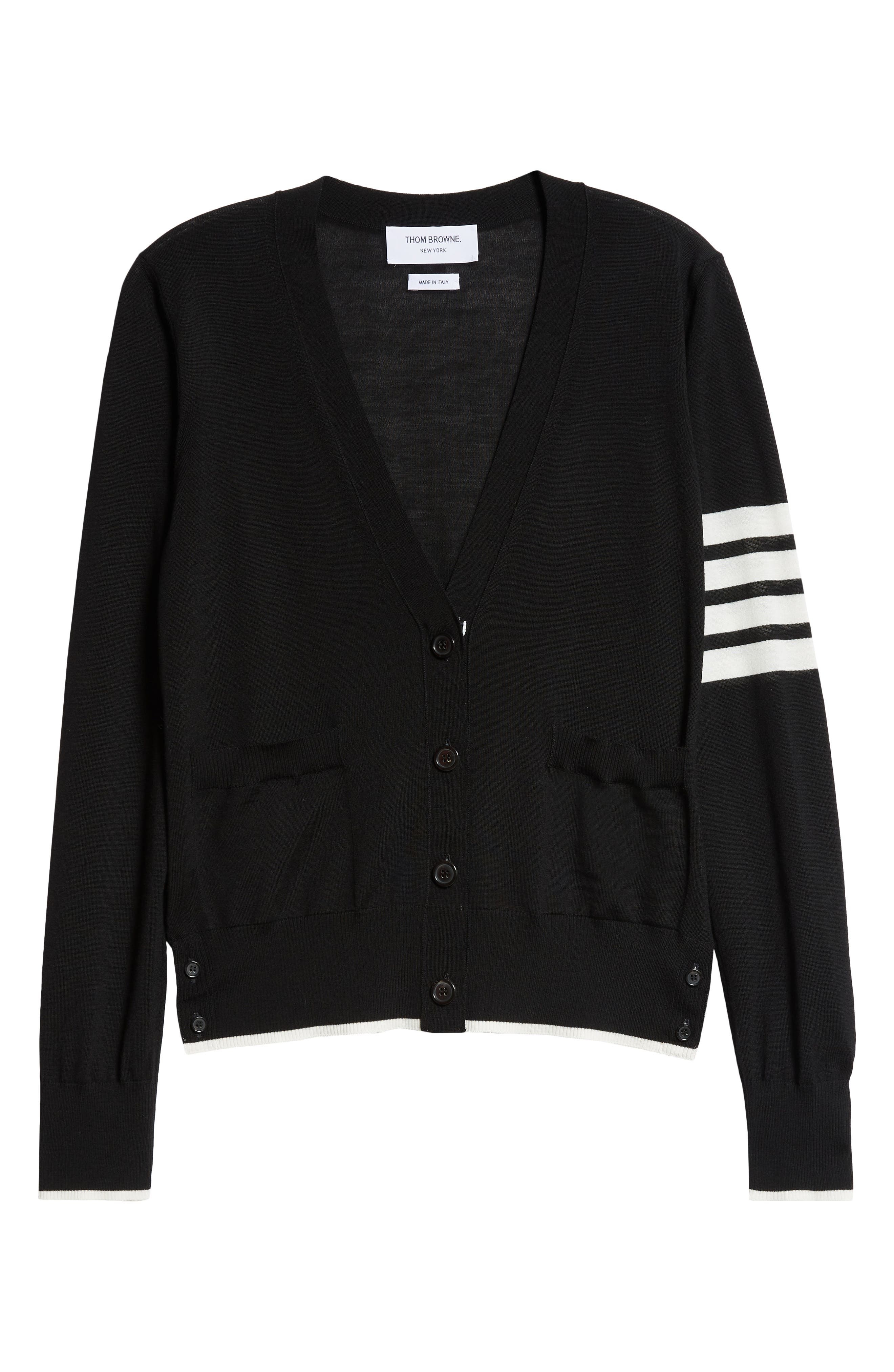 Thom Browne 4-Bar Virgin Wool Cardigan in Black at Nordstrom - 6