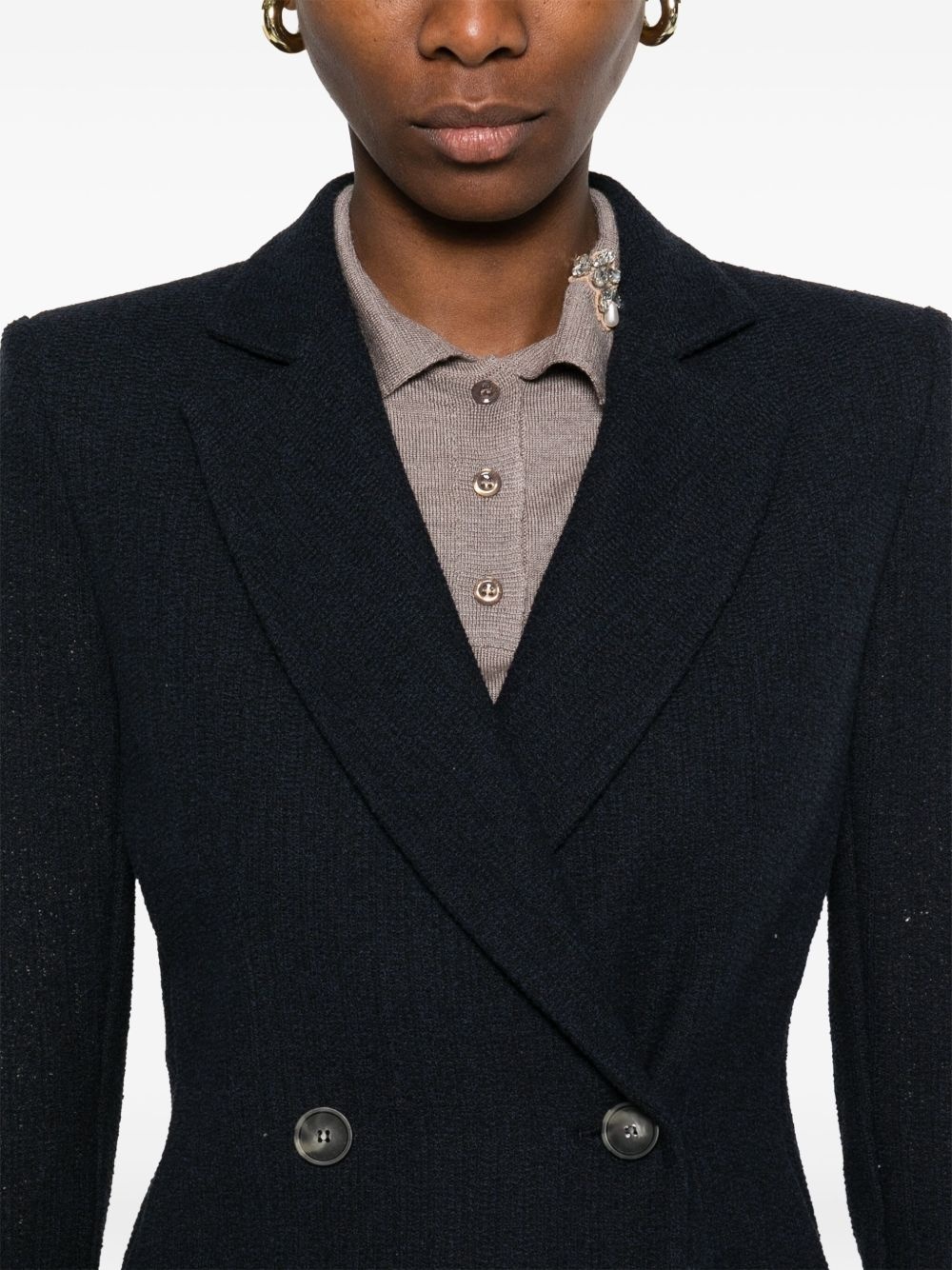two-tone frisé blazer - 5