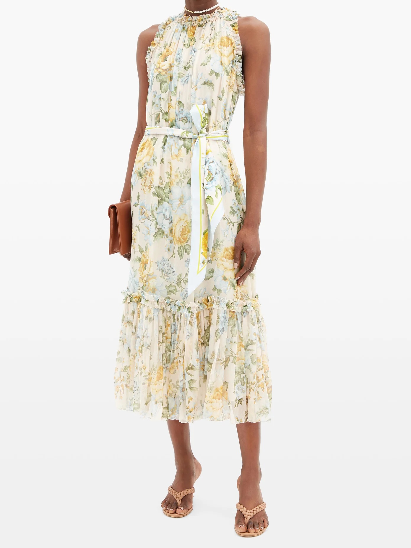 Lucky Bound floral-print silk midi dress - 6