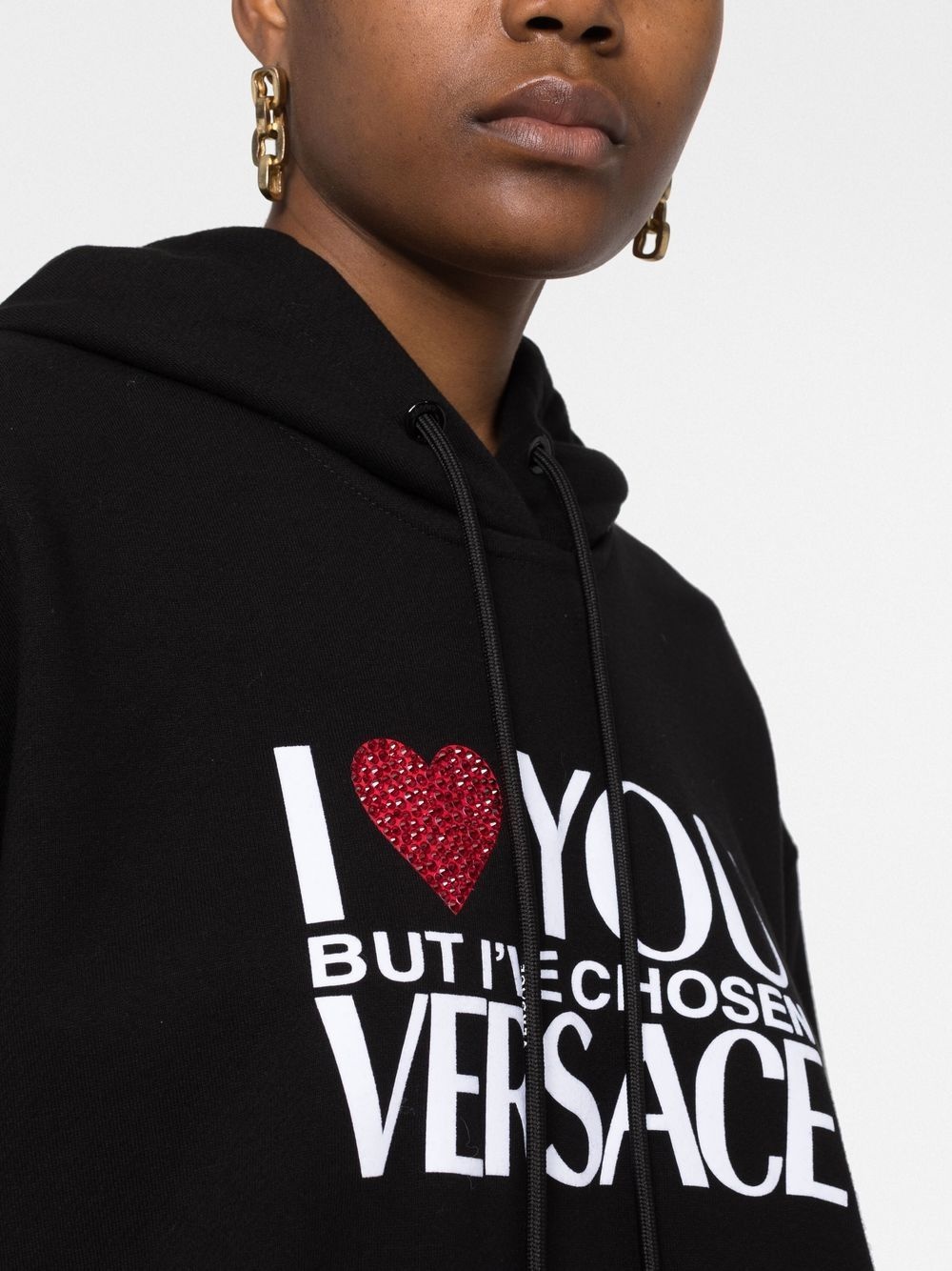crystal-embellished slogan hoodie - 3