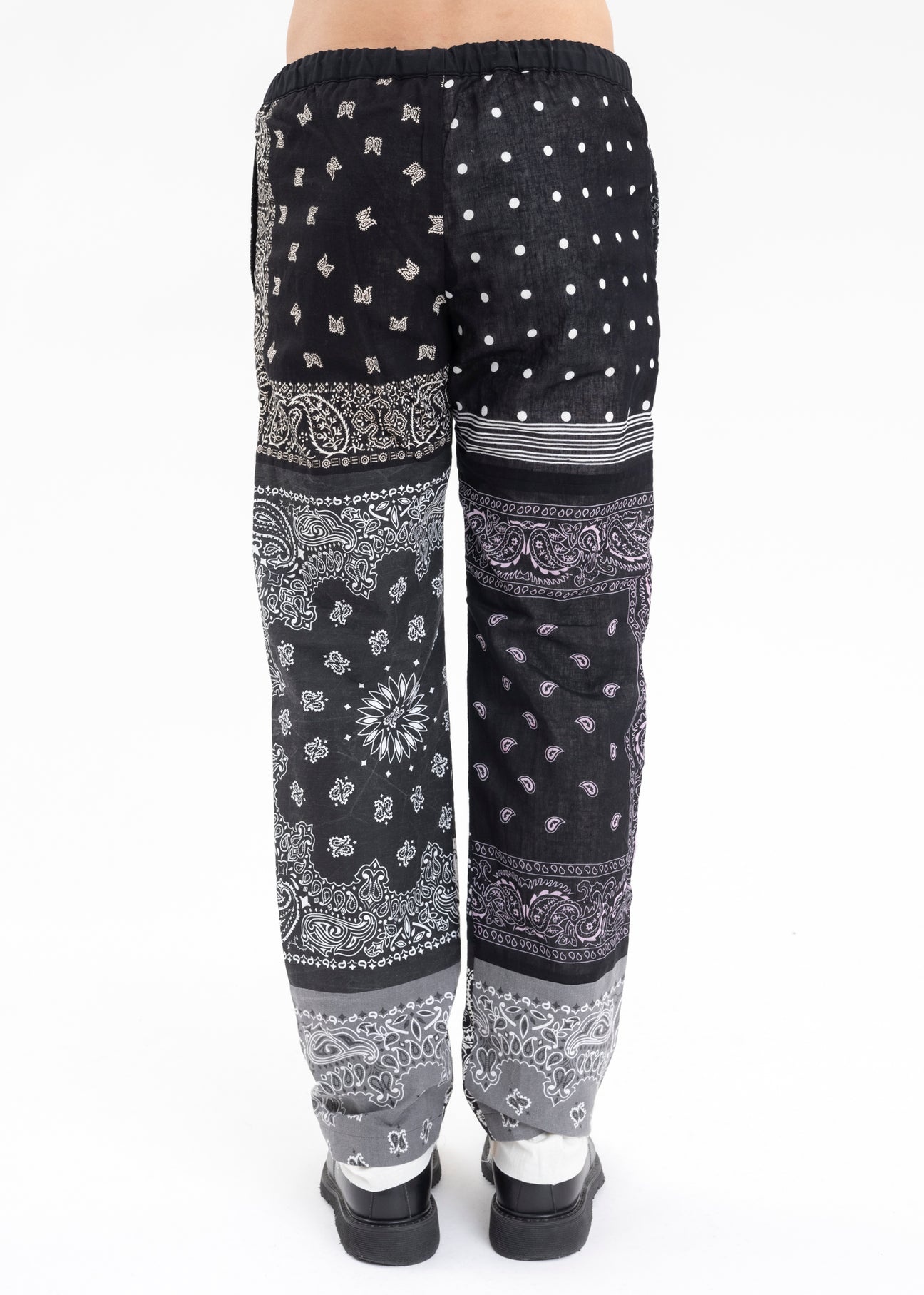 Black BANDANA PATCHWORK PANTS - 4