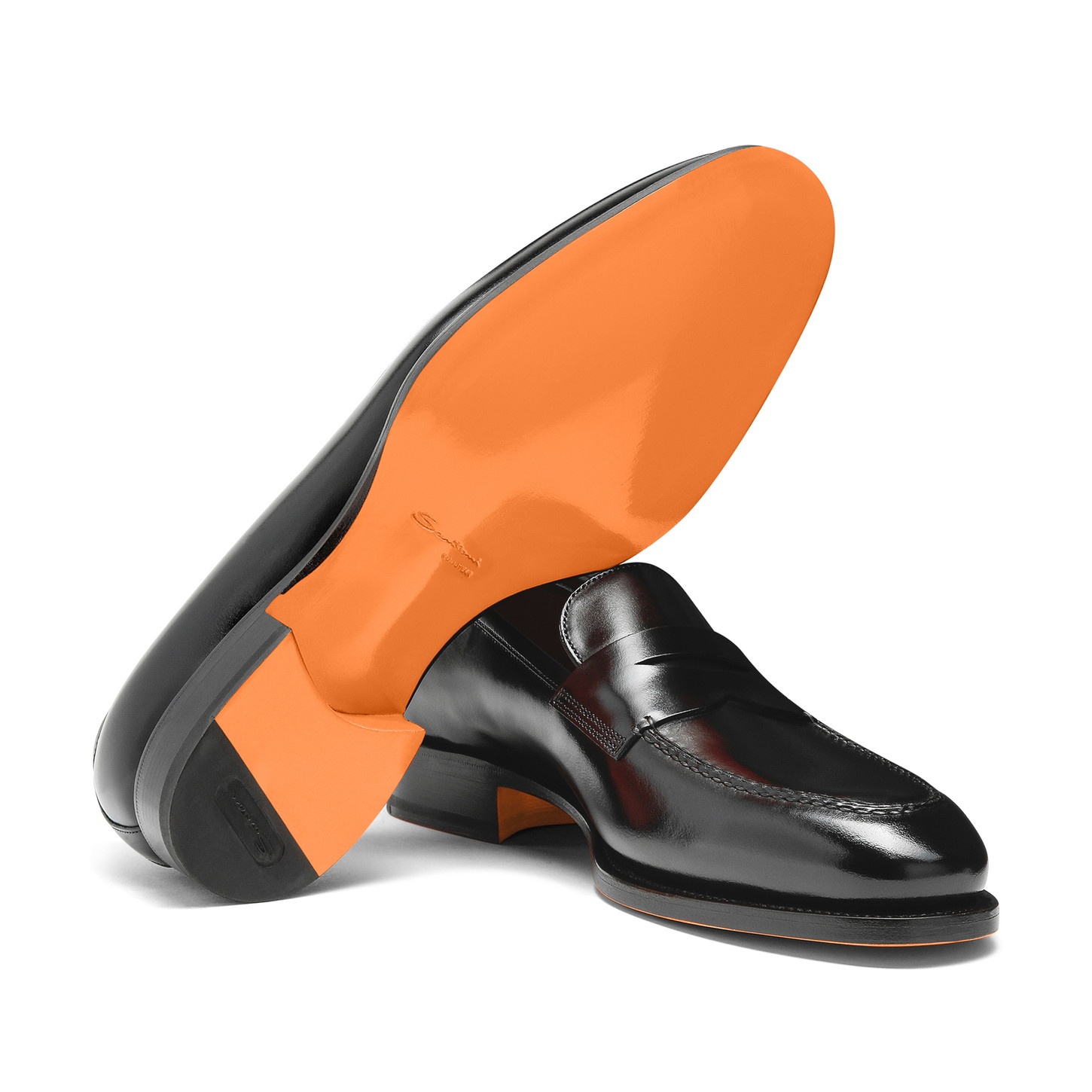 Men's black leather penny loafer - 4