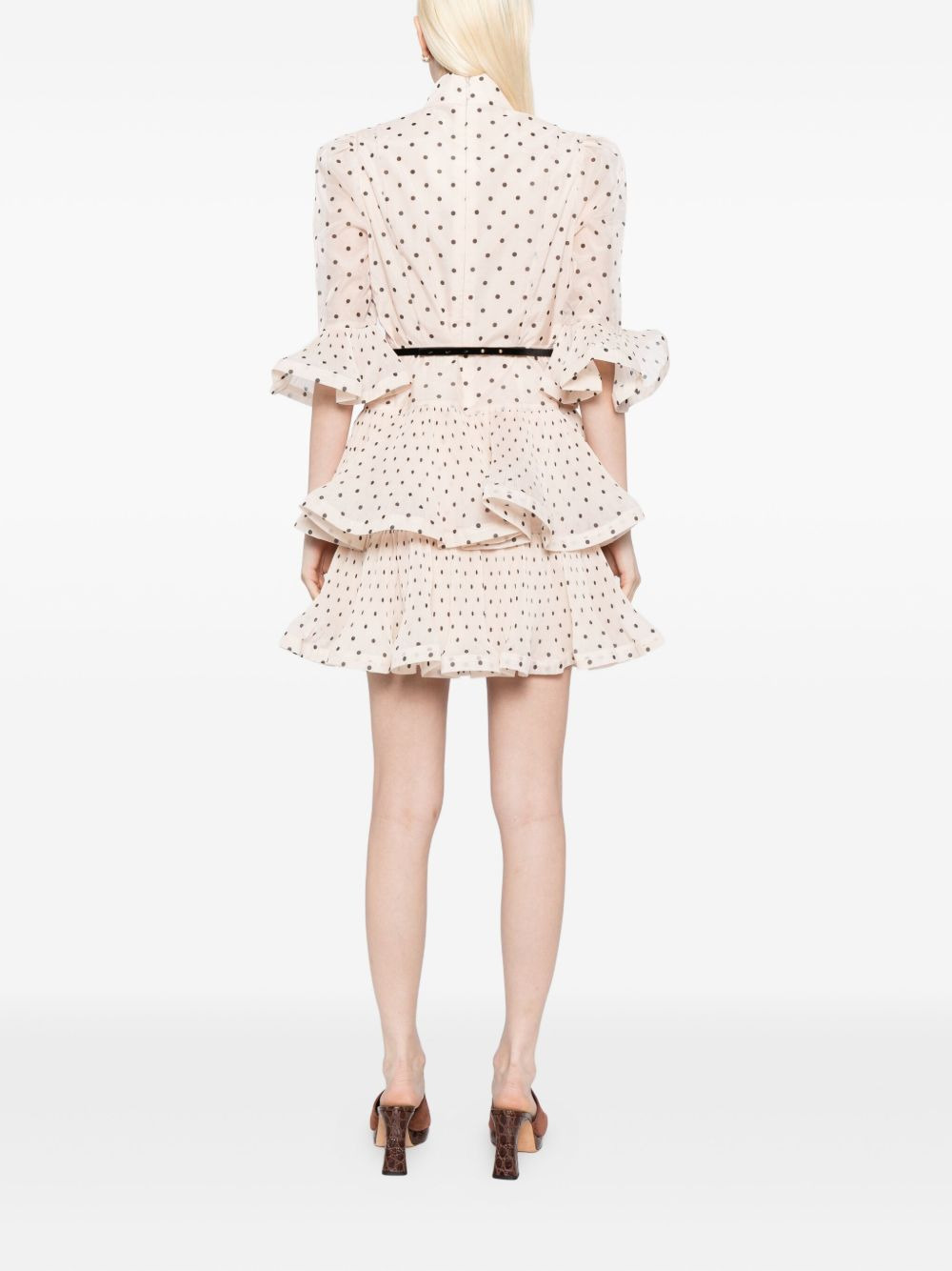 pleated polka dot mini dress - 4