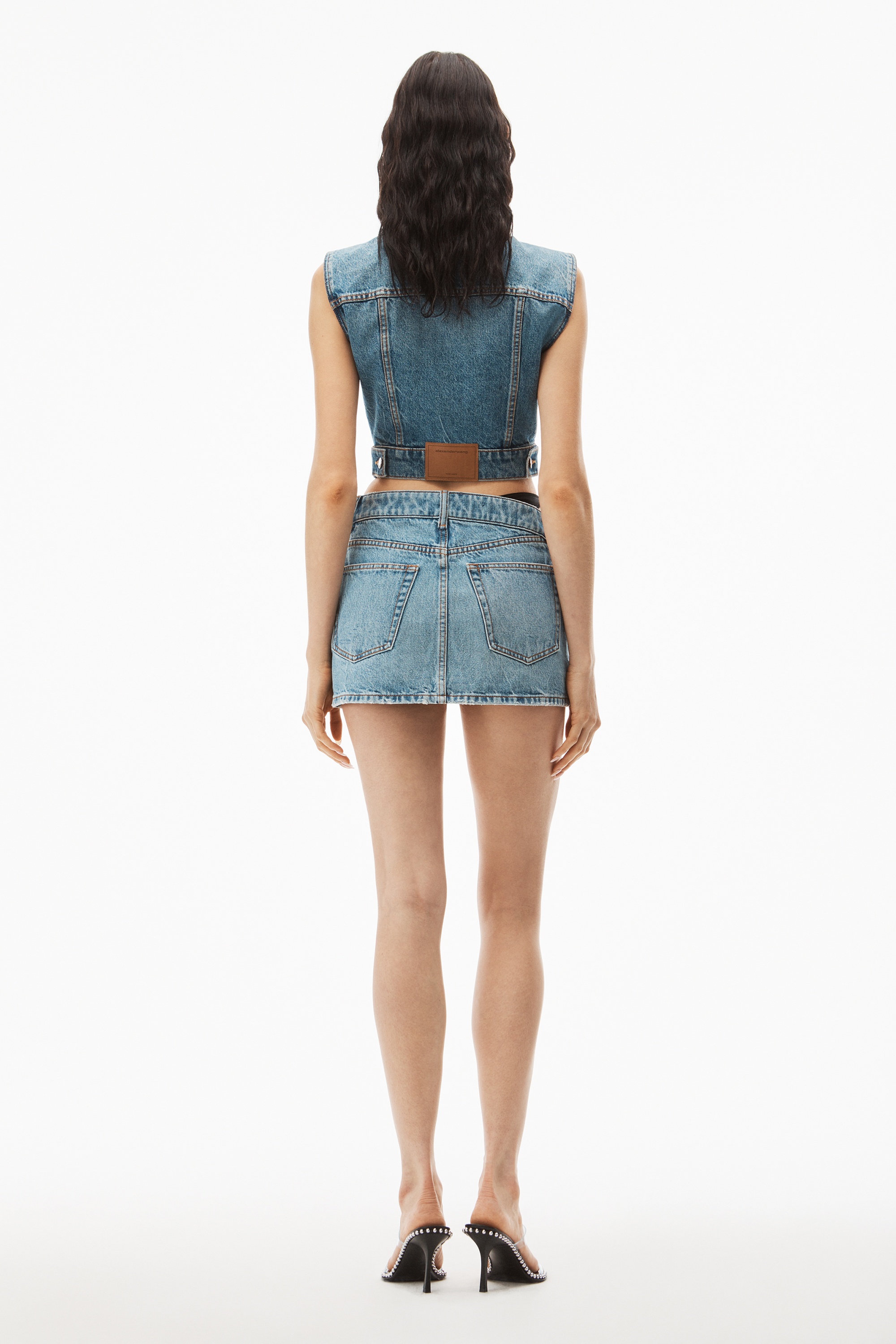 ASYMMETRIC BIKINI LAYER MINI SKIRT IN DENIM - 4