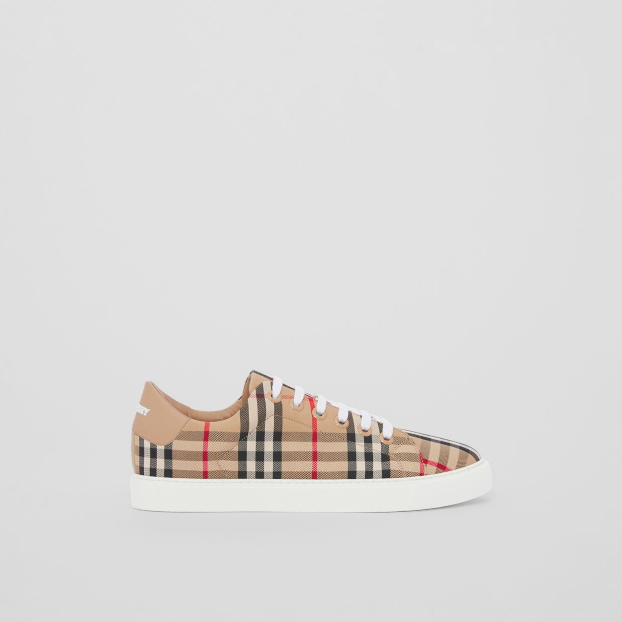 Vintage Check and Leather Sneakers - 1