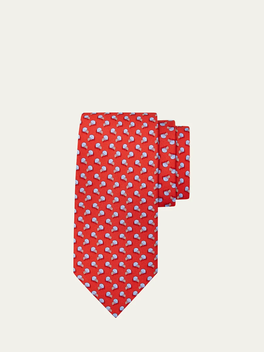 Men's Football-Print Silk Tie - 1