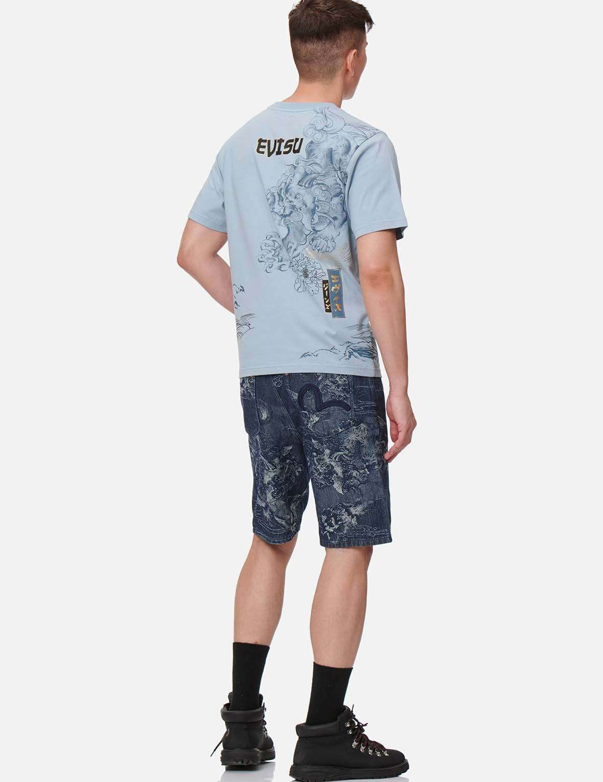 KOMAINU JACQUARD DENIM SHORTS - 6