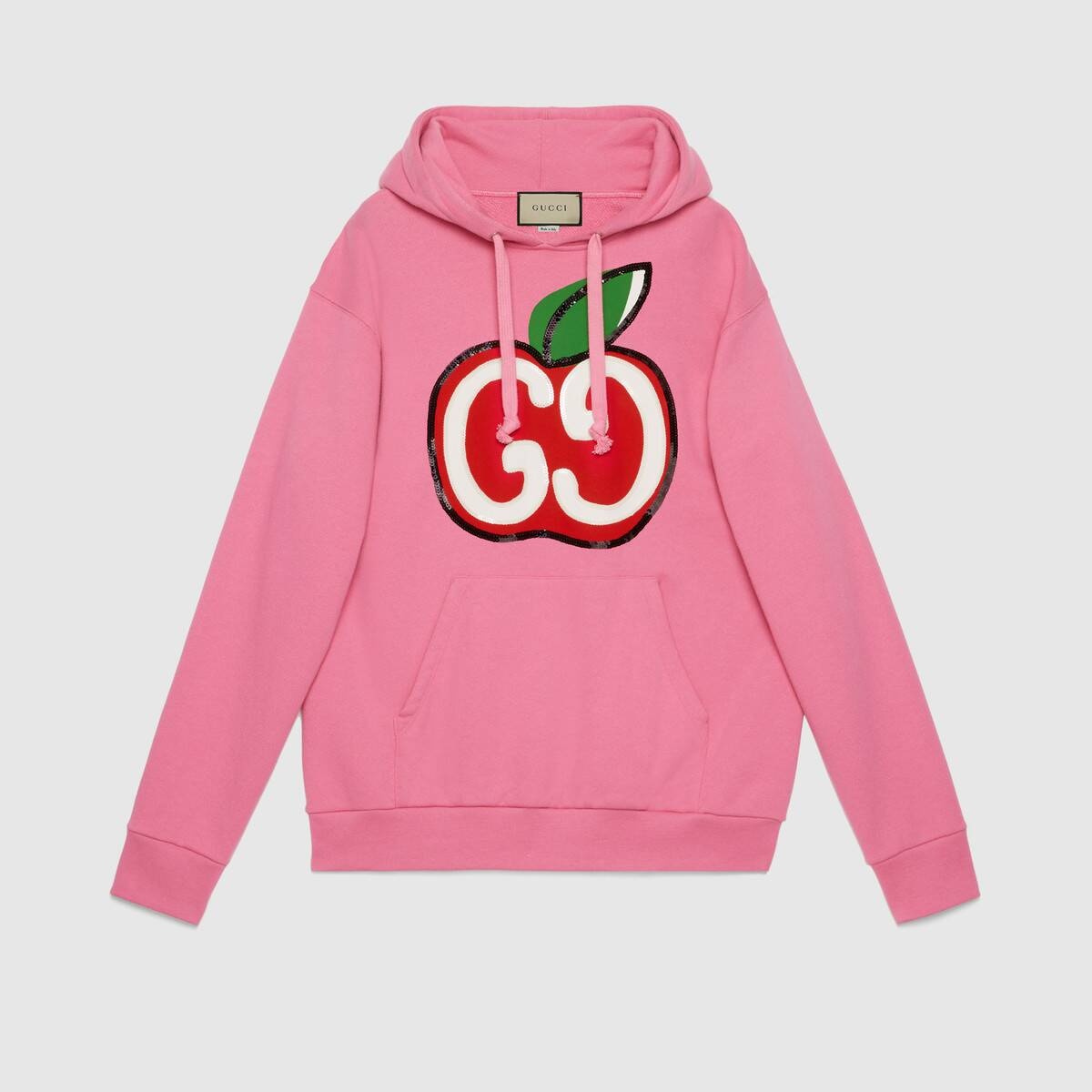 Hooded sweatshirt with GG apple print - 1