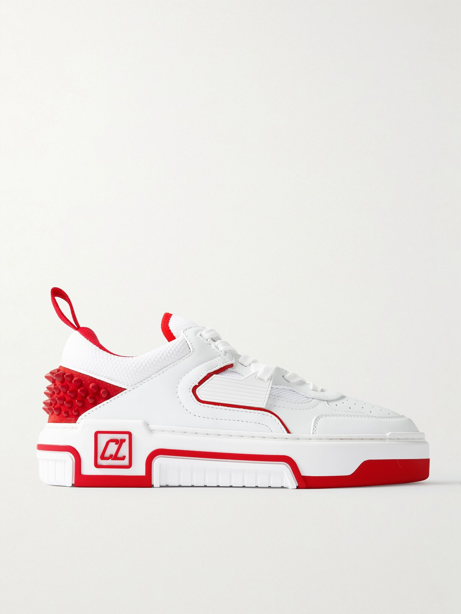 Astroloubi stud-embellished leather and mesh sneakers White - 1