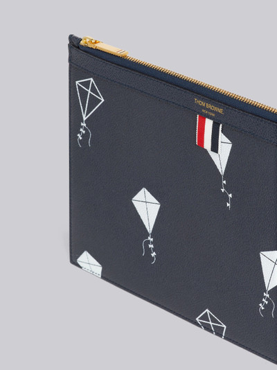 Thom Browne Navy Pebble Grain Leather 3d Kite Half Drop Print Medium Zippered Document Holder outlook