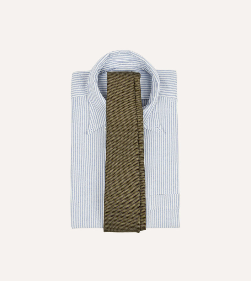 Drake's Khaki Green Fine Woven Grenadine Silk Hand Rolled Tie outlook