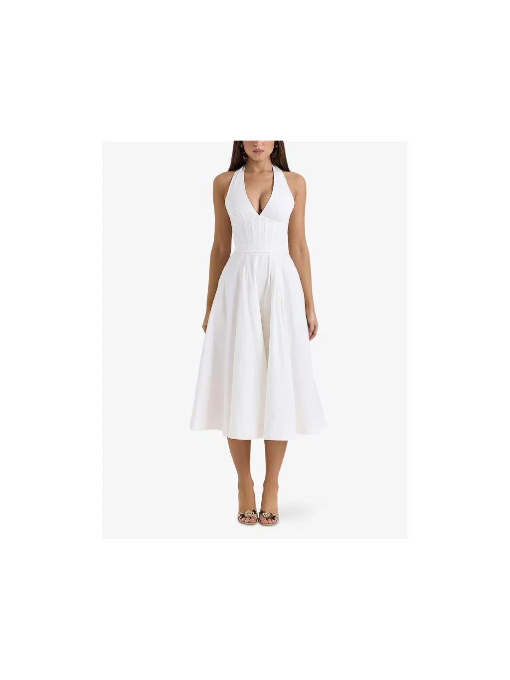 Allena Corset-Bodice Stretch-Cotton Midi Dress - 1