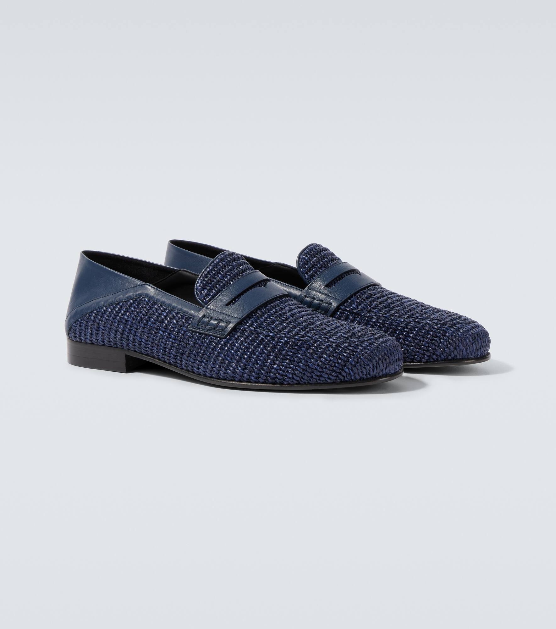 Padstow raffia and leather penny loafers - 5