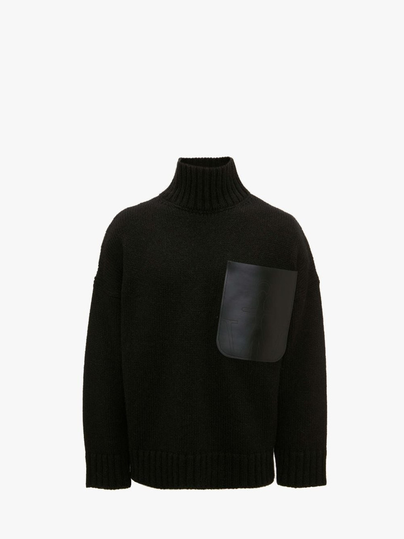 LEATHER PATCH POCKET JUMPER - 1