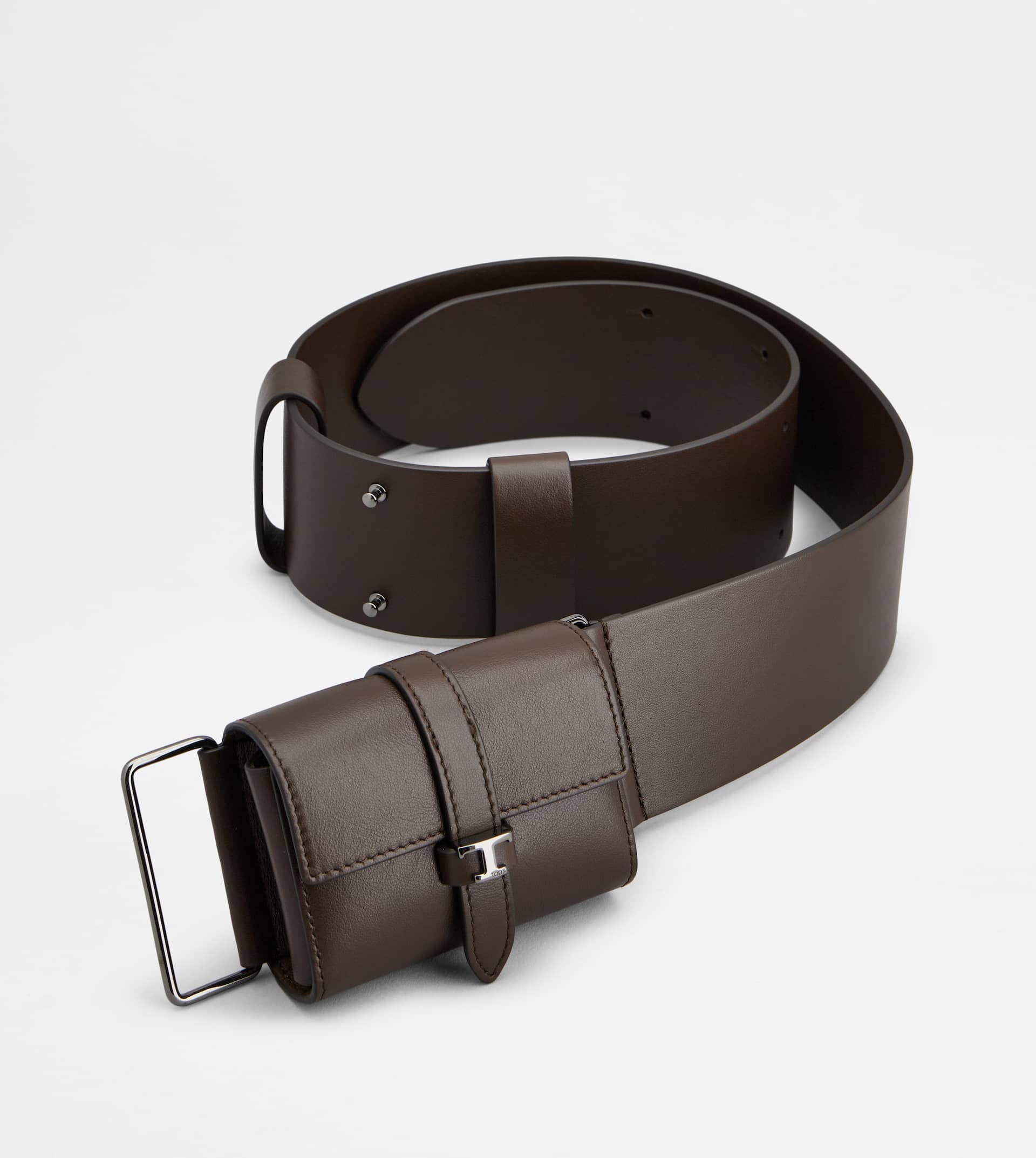 BELT WITH MICRO BAG IN LEATHER - BROWN - 2