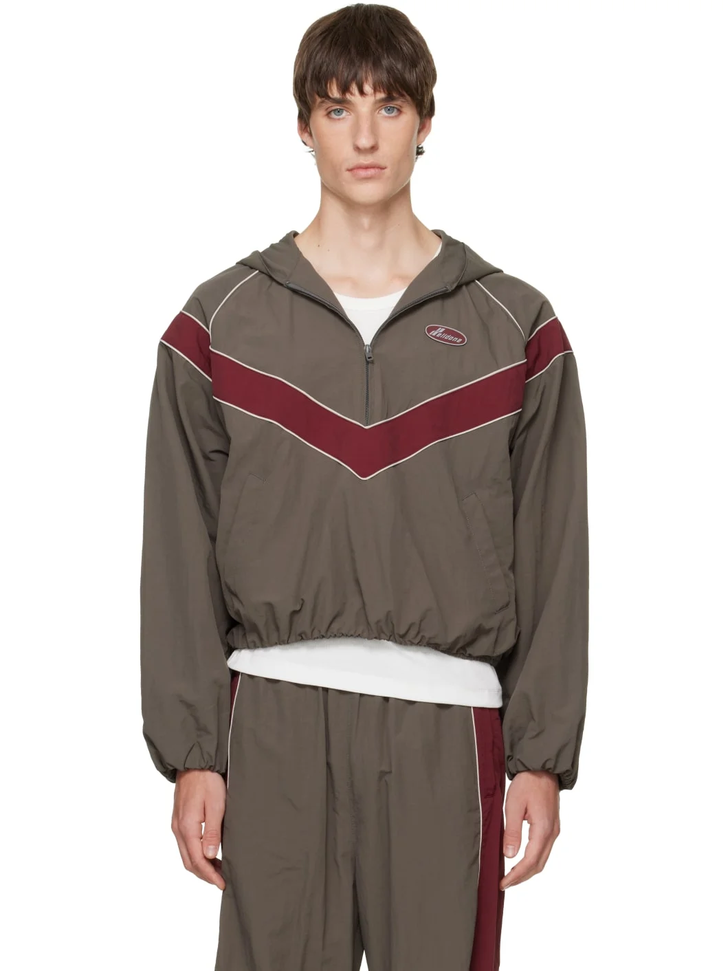 Gray Sporty Half-Zip Hoodie - 1