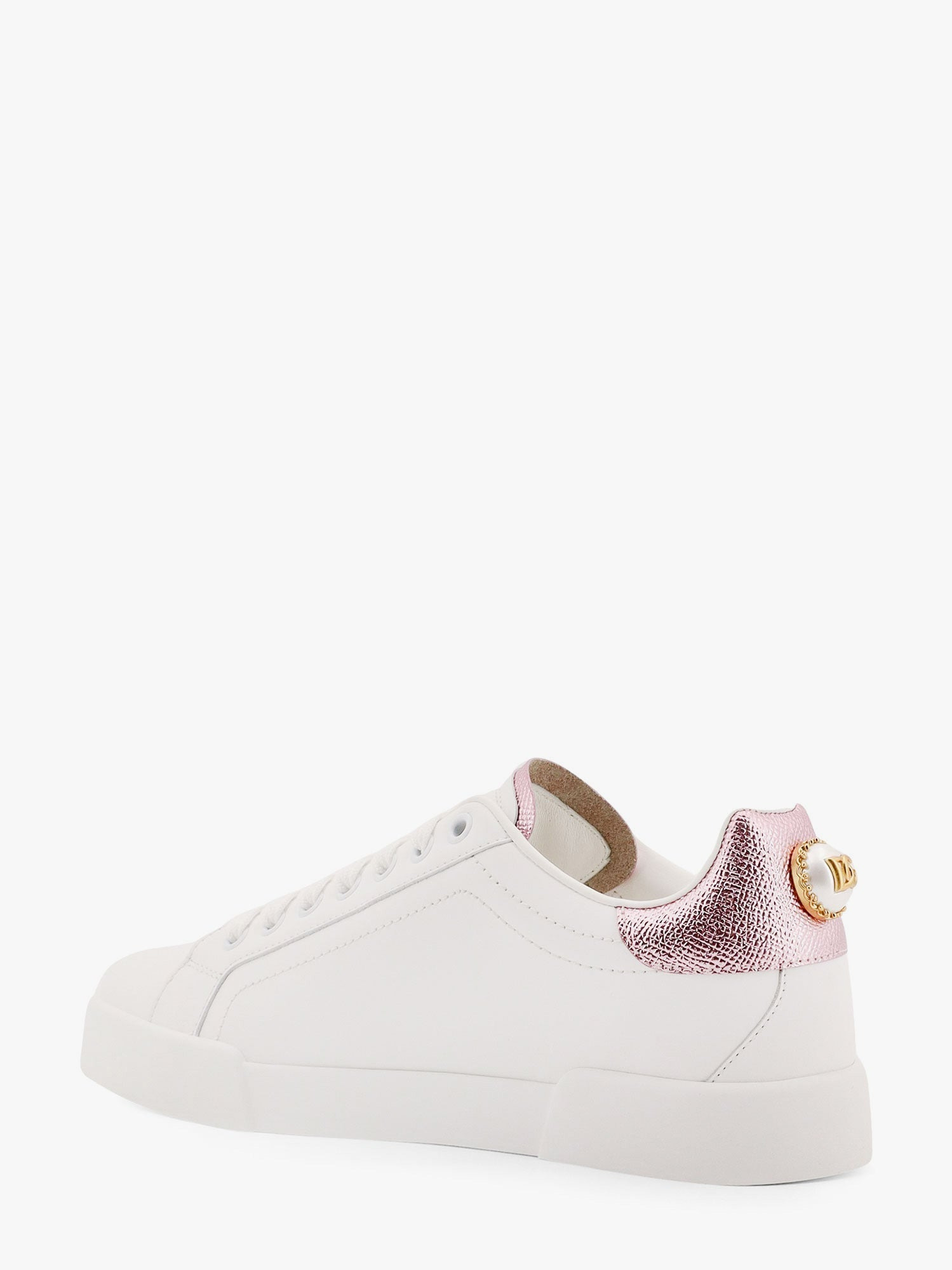 Dolce & Gabbana Portofino Leather Low-Top Sneakers With Lateral Lettering Logo - 3