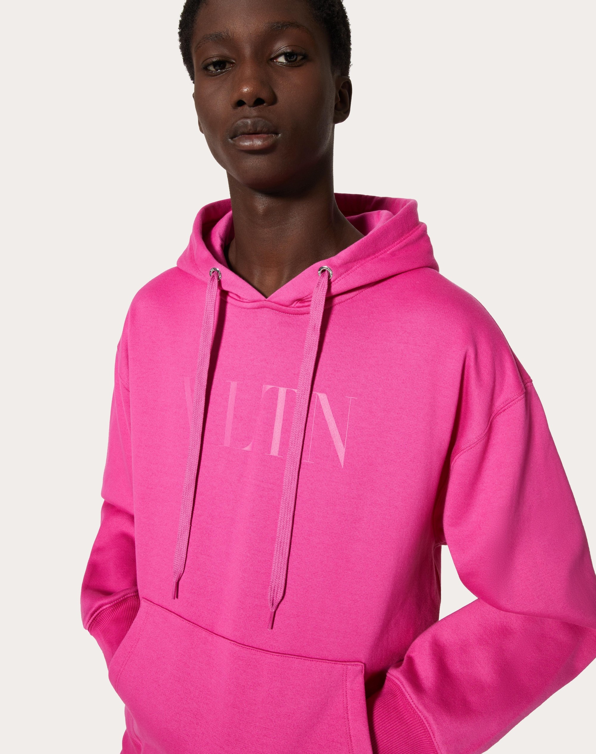 COTTON HOODED SWEATSHIRT WITH VLTN PRINT - 5