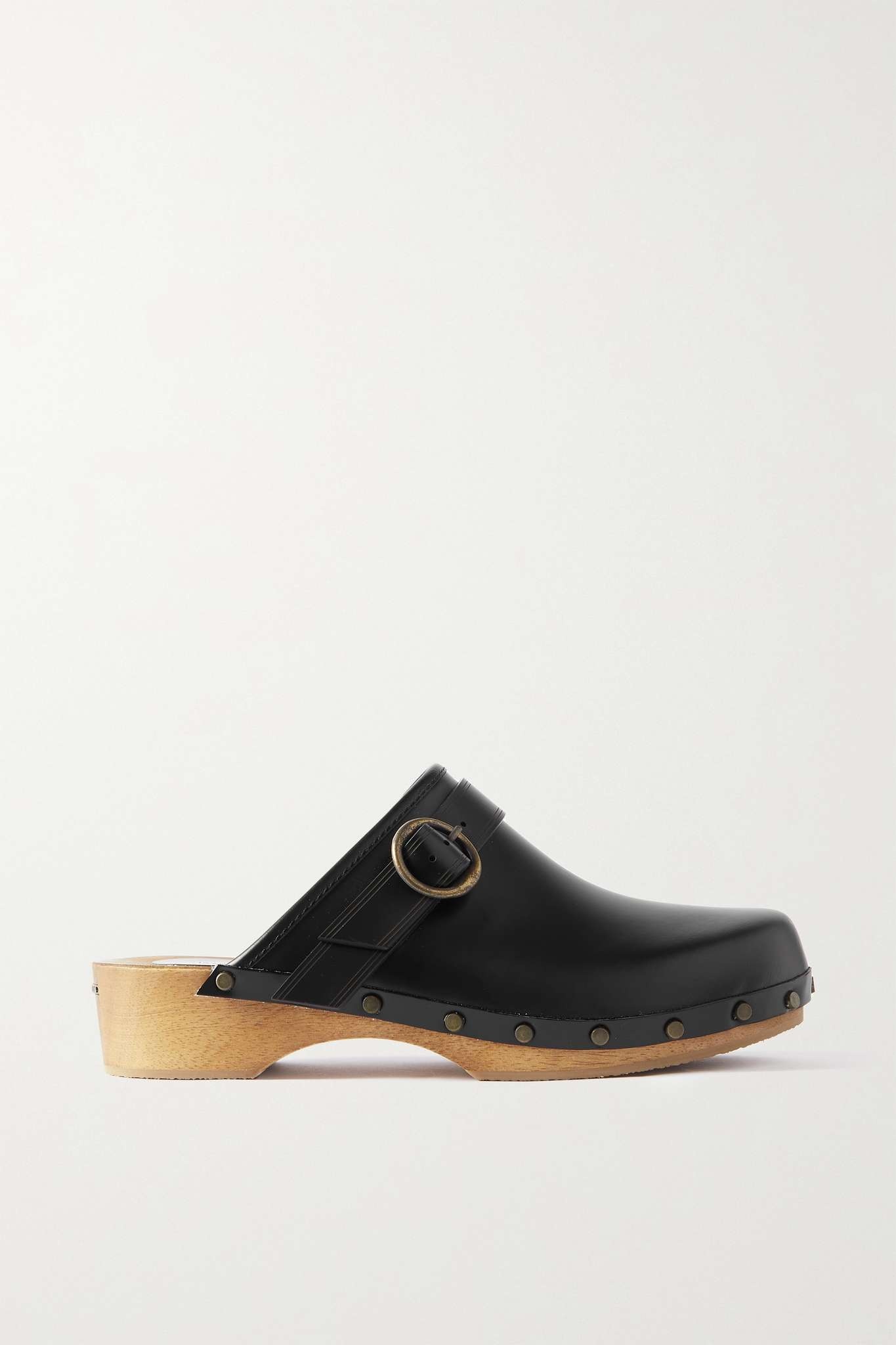 Thalie buckled studded leather clogs - 1