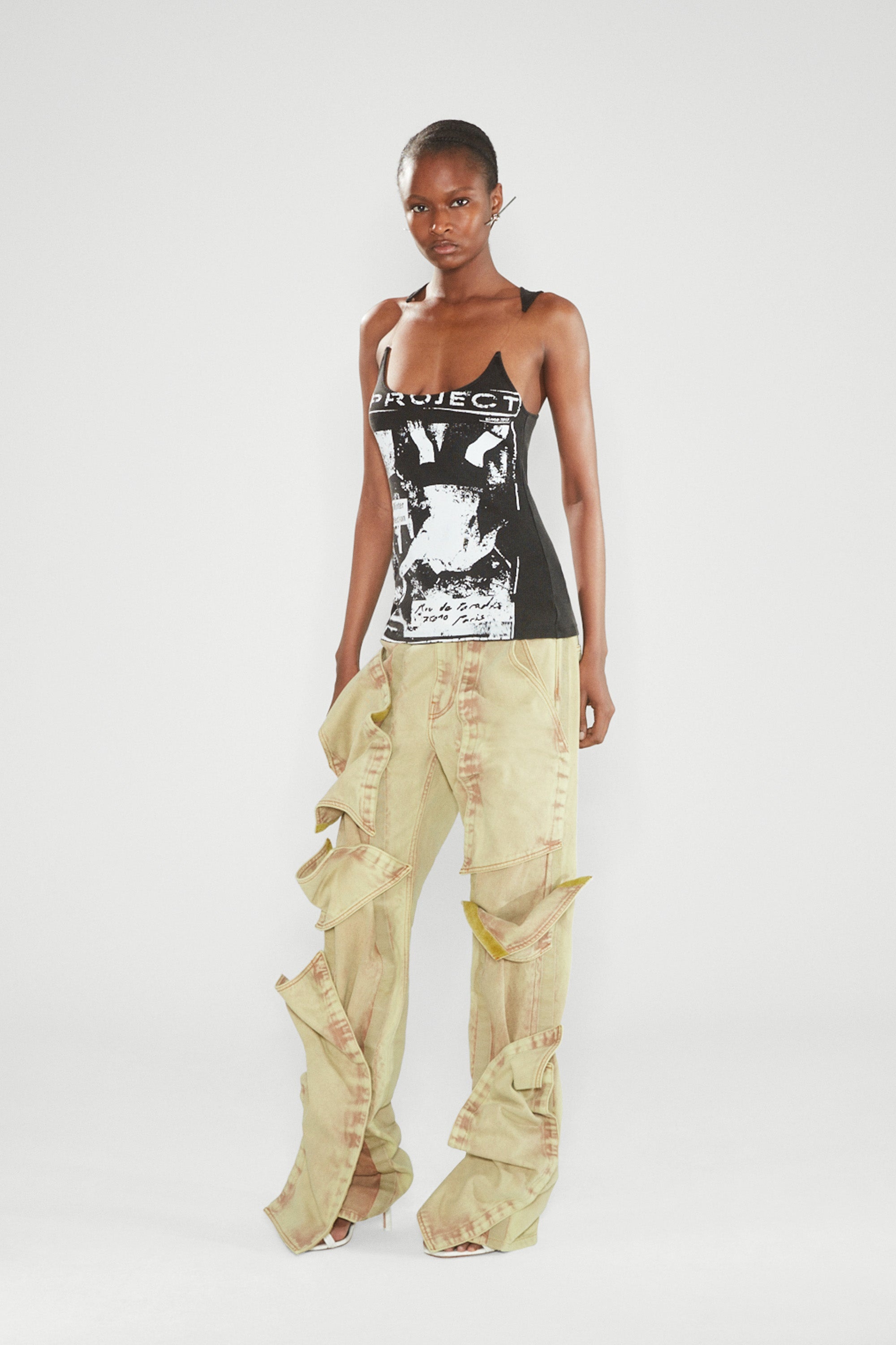 Rock Band Print Invisible Strap Tank Top - 3
