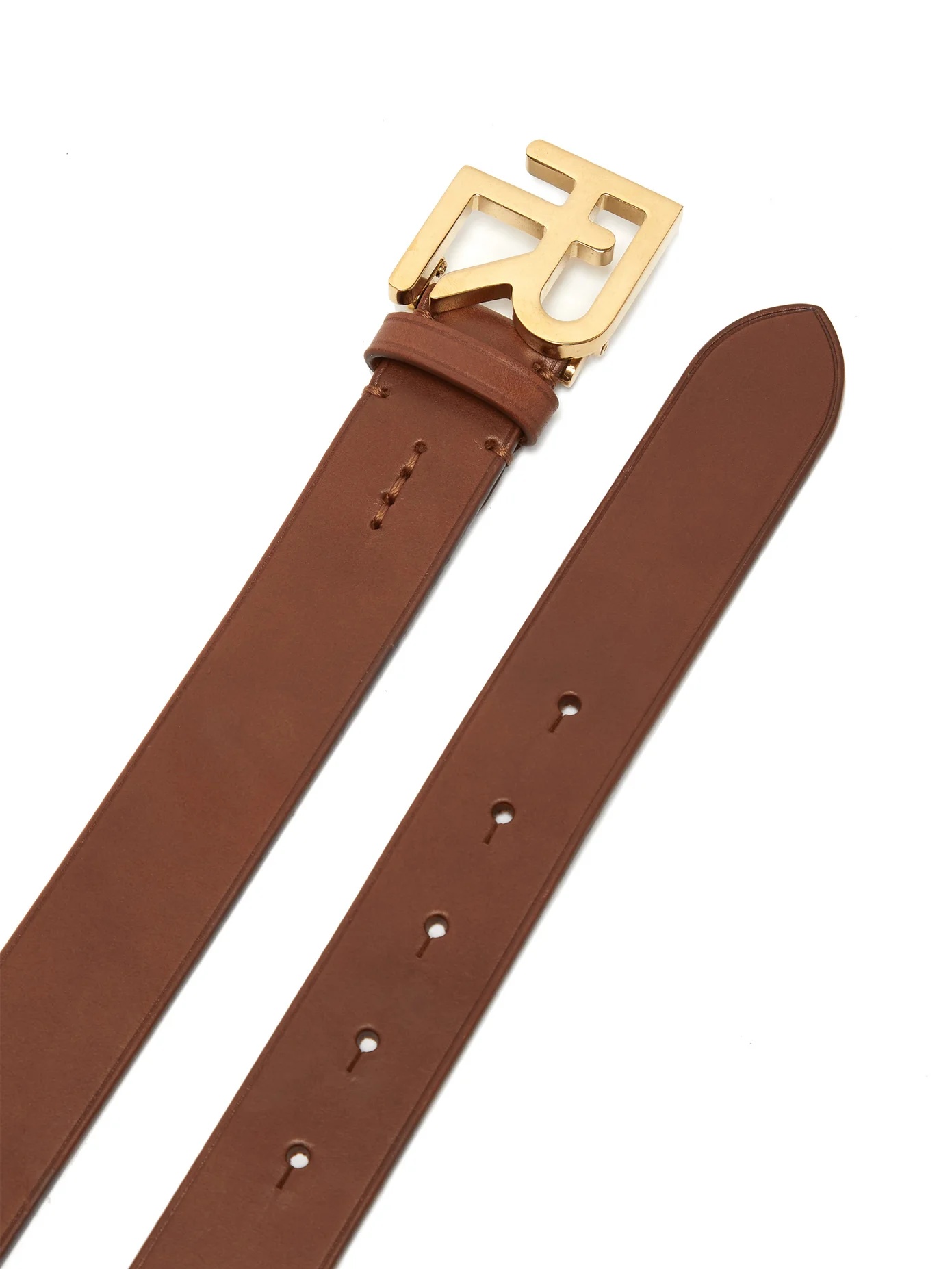 Monogram-buckle leather belt - 5