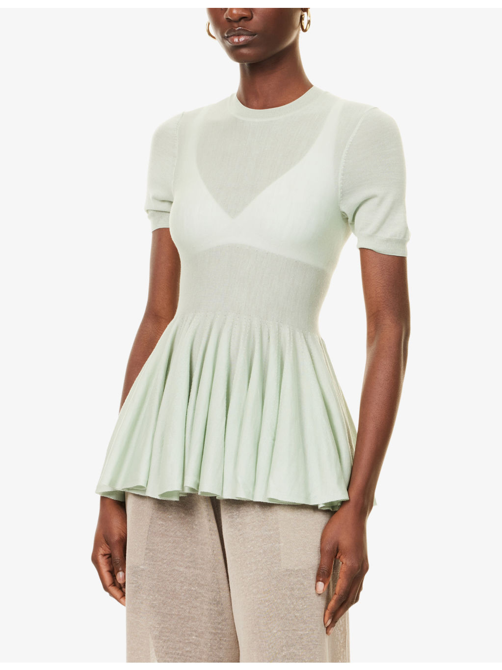 Peplum Fine-Knit Wool Top - 3