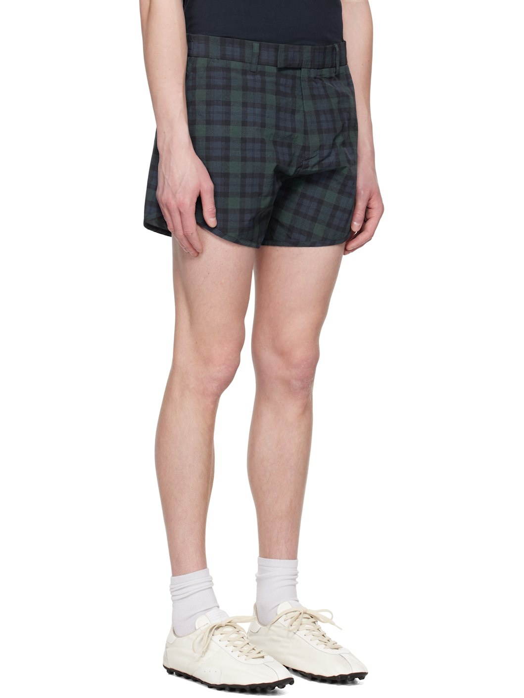 Navy & Green Tailored Gym Shorts - 2