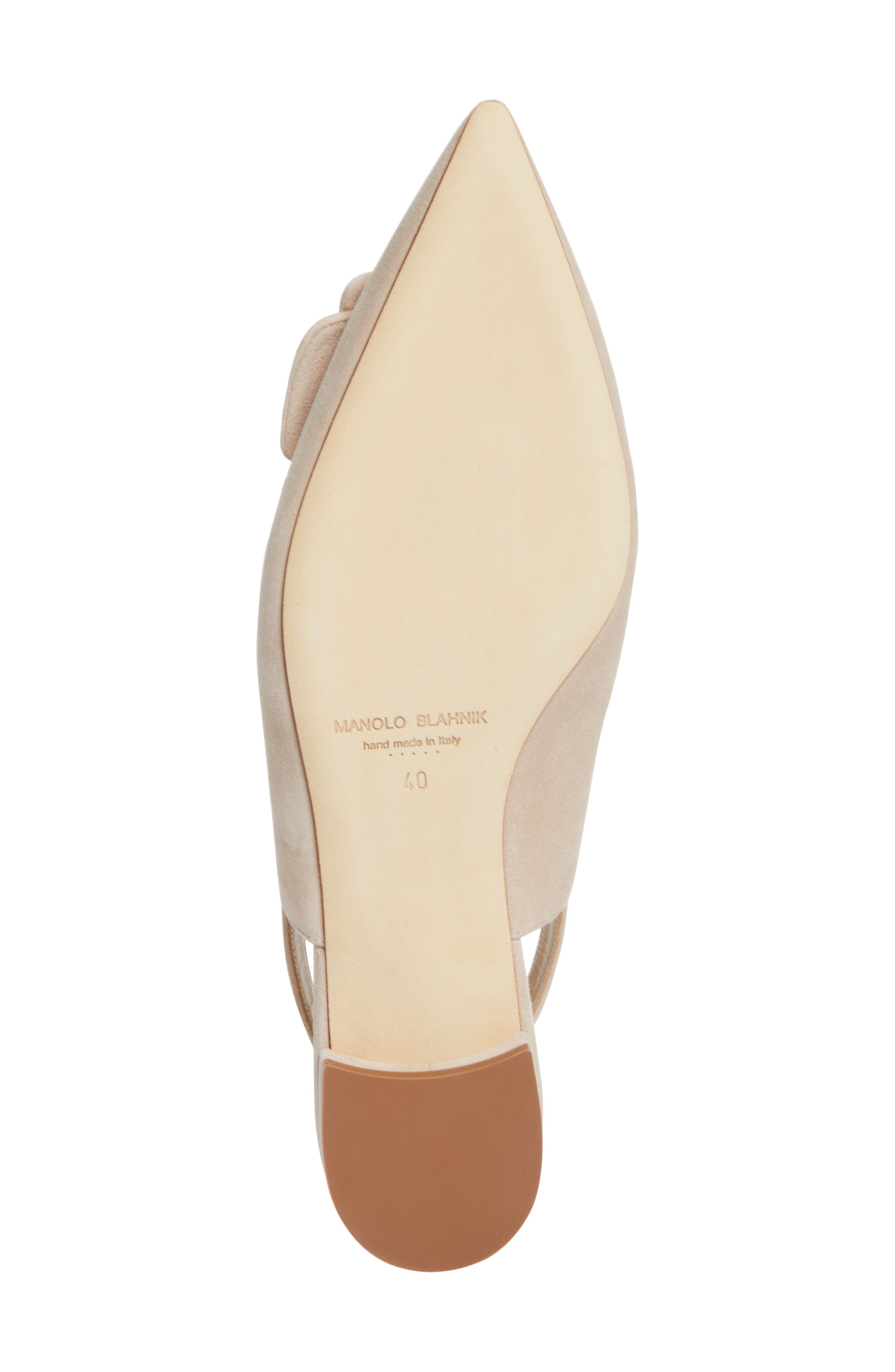 Manolo Blahnik Maylura Buckle Pointed Toe Slingback Flat in Light Beige at Nordstrom - 6