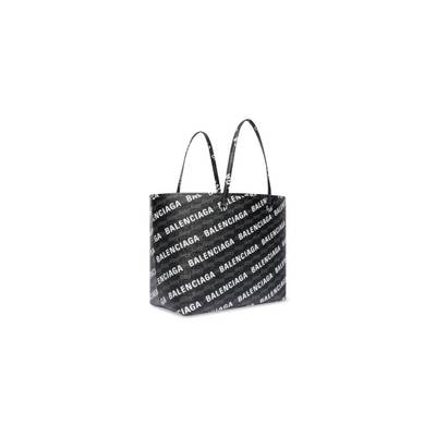 BALENCIAGA Men's Signature Large East-west Shopper Bag Bb Monogram Coated Canvas And Allover Logo  in Black outlook