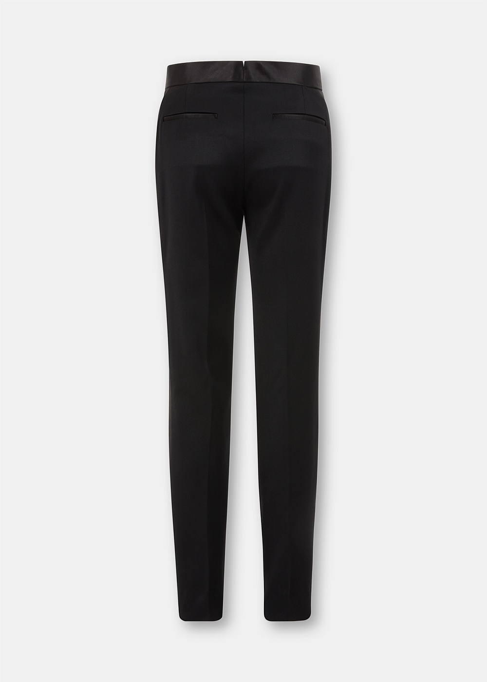 Black Wool Barathea Tuxedo Pants - 2