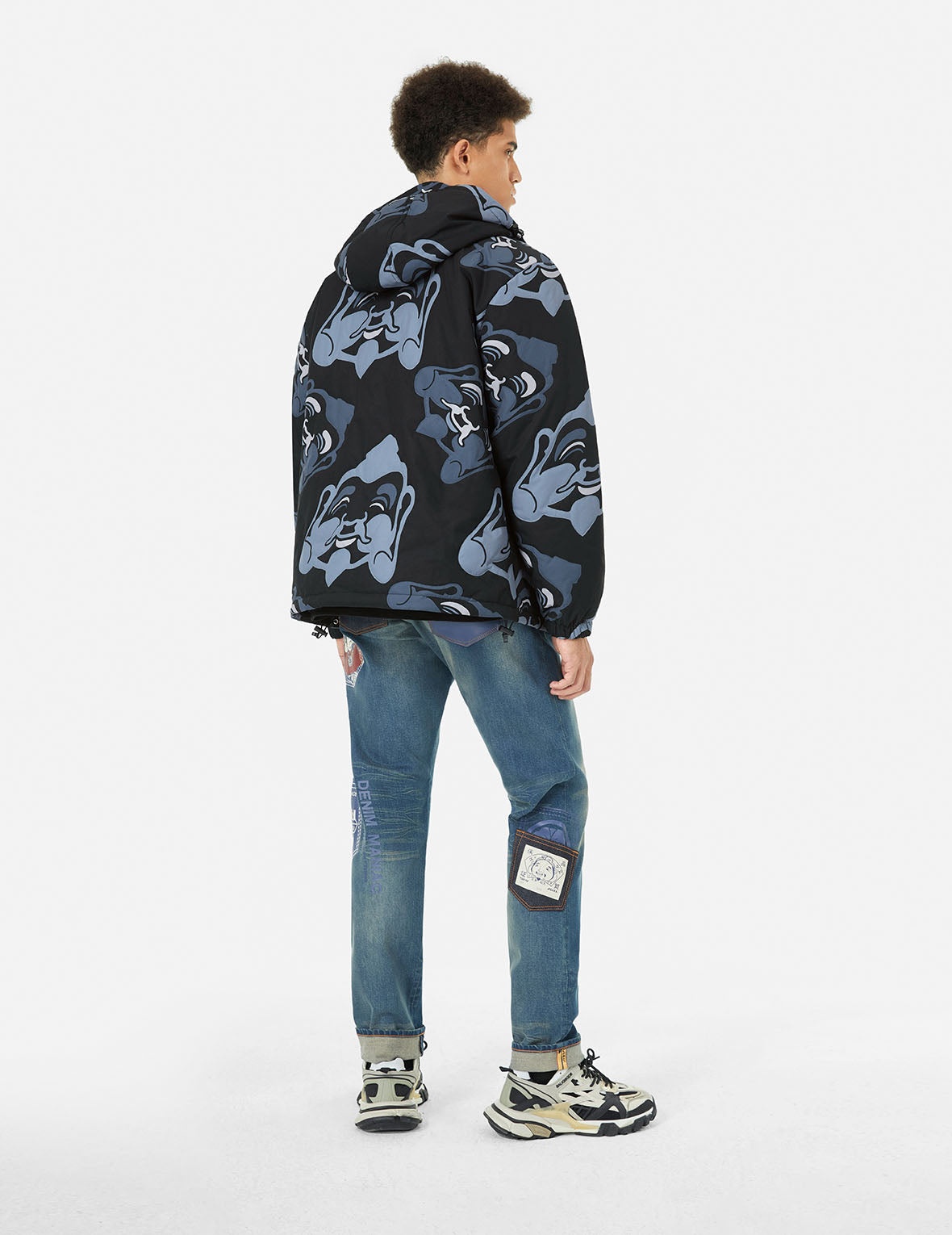 Allover Godhead Print Loose Fit Quilting Jacket - 4
