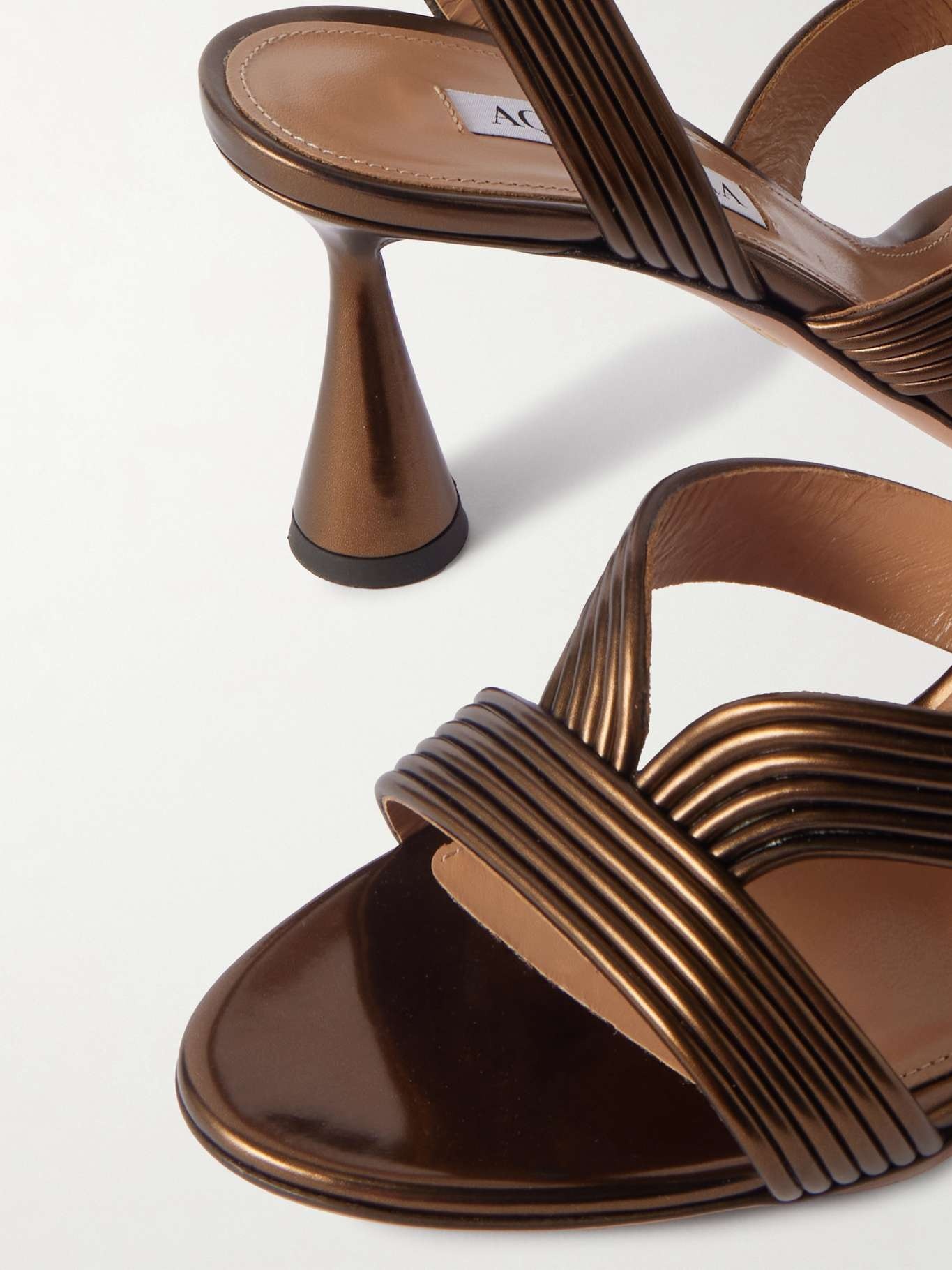 Daryl 75 metallic leather sandals Chocolate - 4