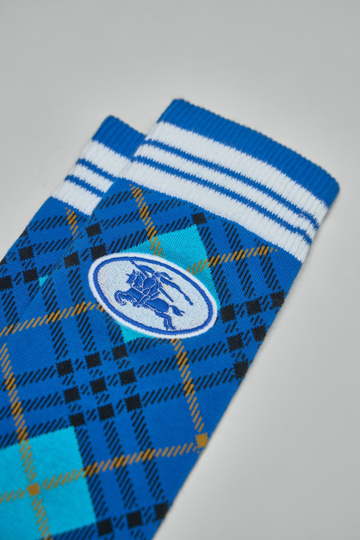 Argyle Check Stretch Cotton Blend Socks - 2
