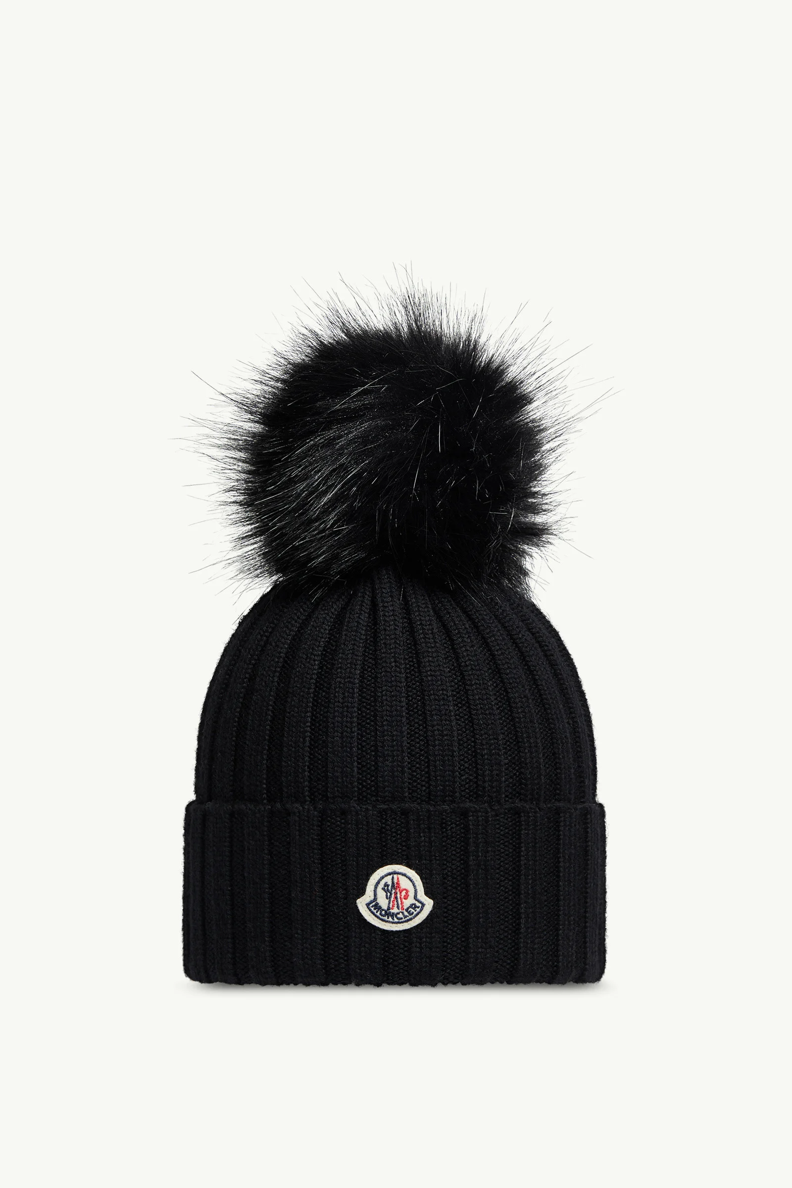 Wool Beanie with Faux Fur Pom Pom - 1