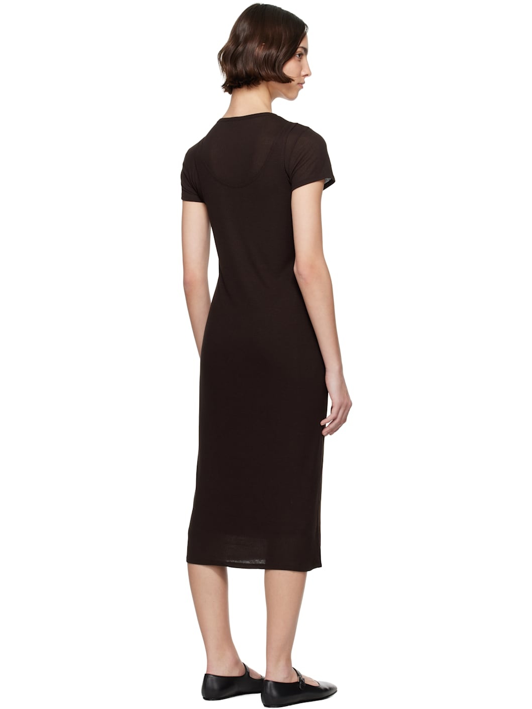 Brown Rozzi Double Layer Tee Midi Dress - 3
