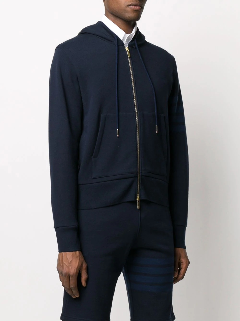 4-Bar zip-up loopback-cotton hoodie - 3