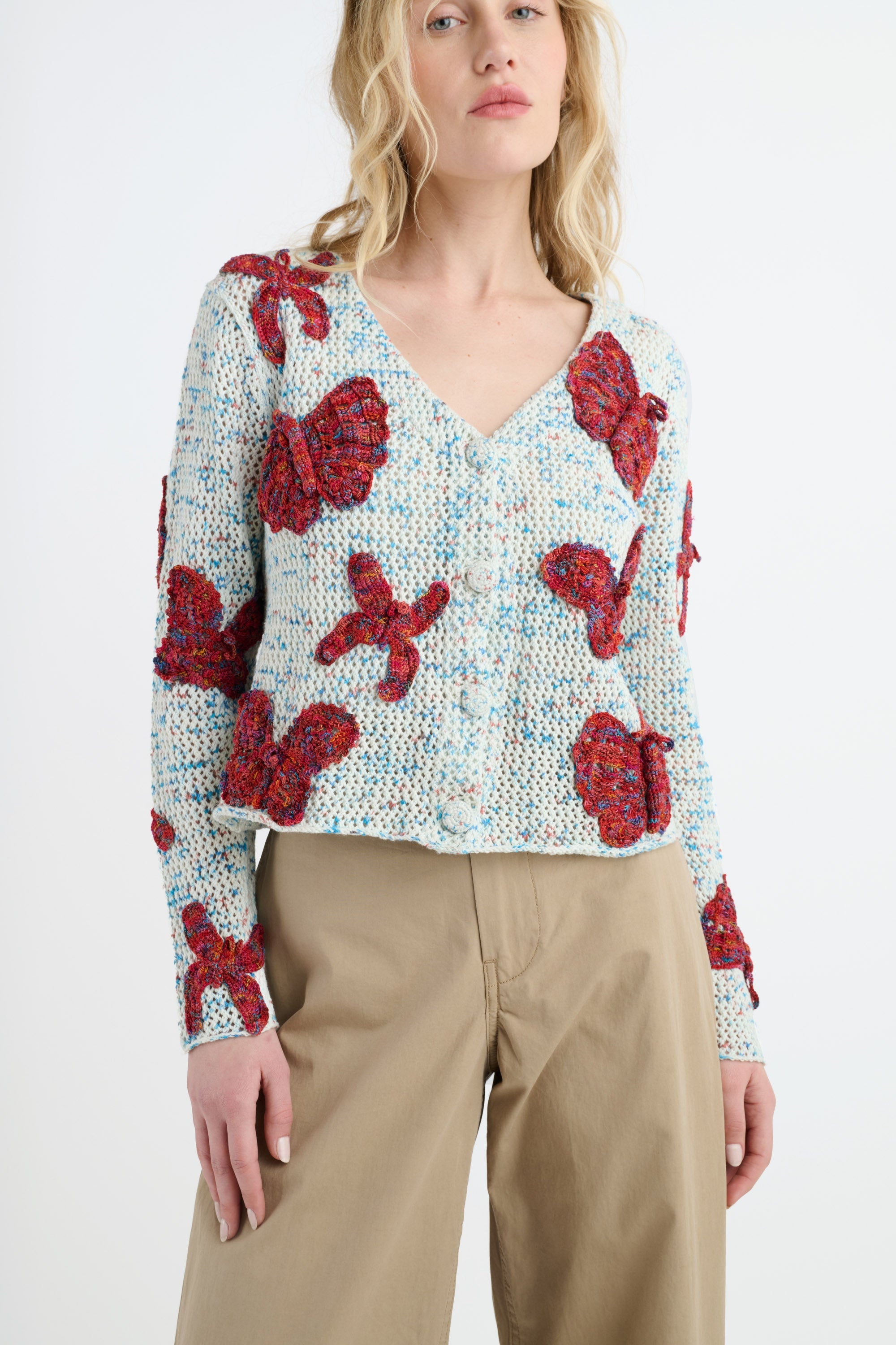 BUTTERFLY APPLIQUE CARDIGAN - 3
