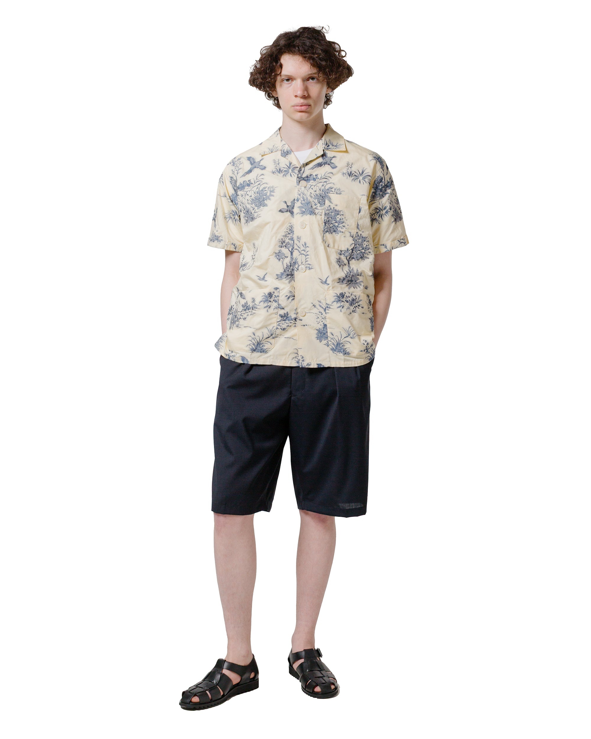 2Pleats Shorts Wool Tropical Navy - 4