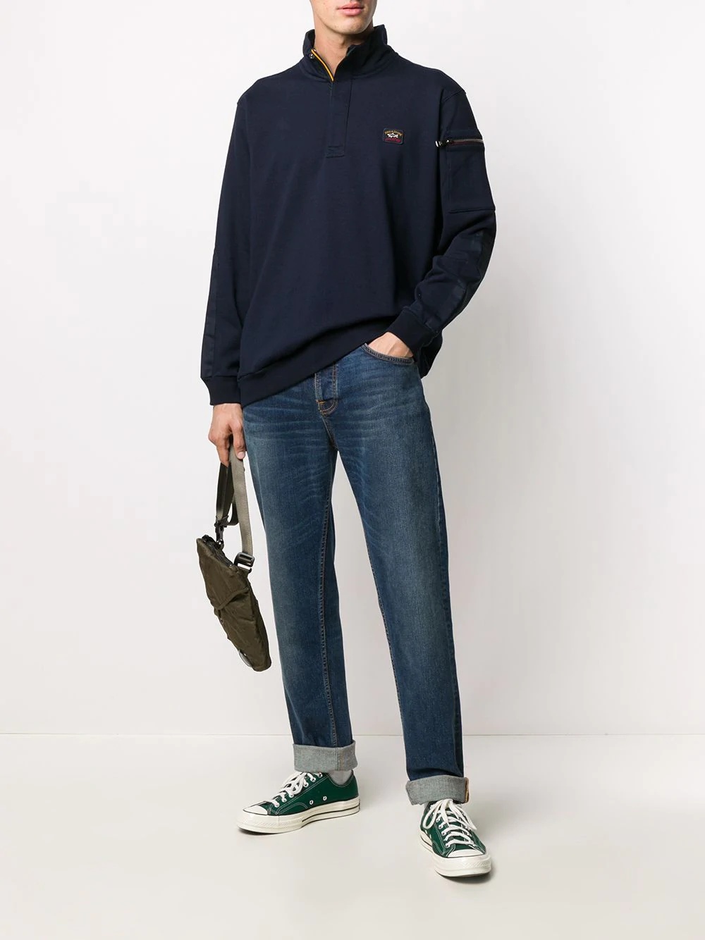 logo-patch zipped sweatshirt  - 2