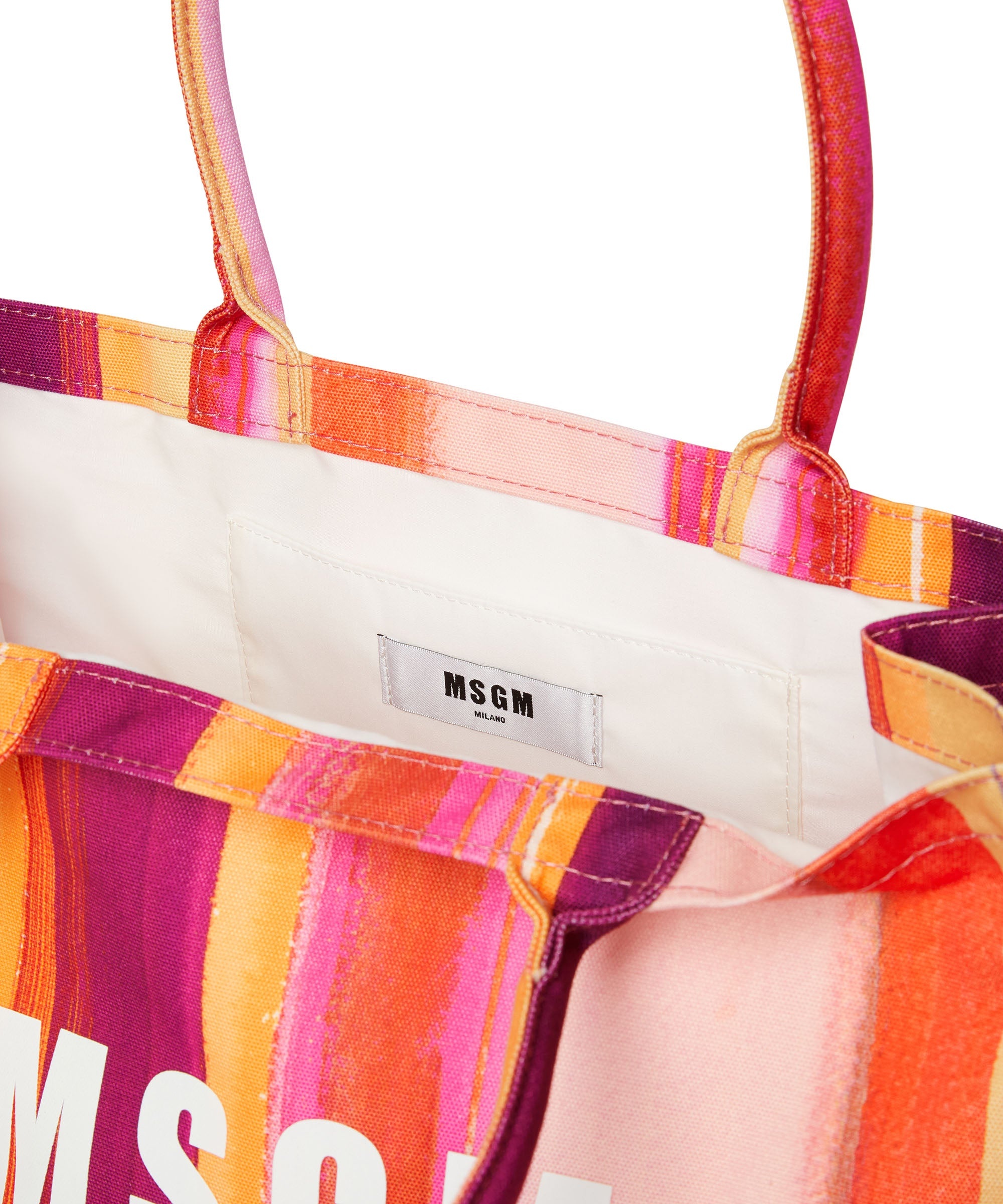 Cotton "brushed stripes" tote bag with MSGM logo - 4