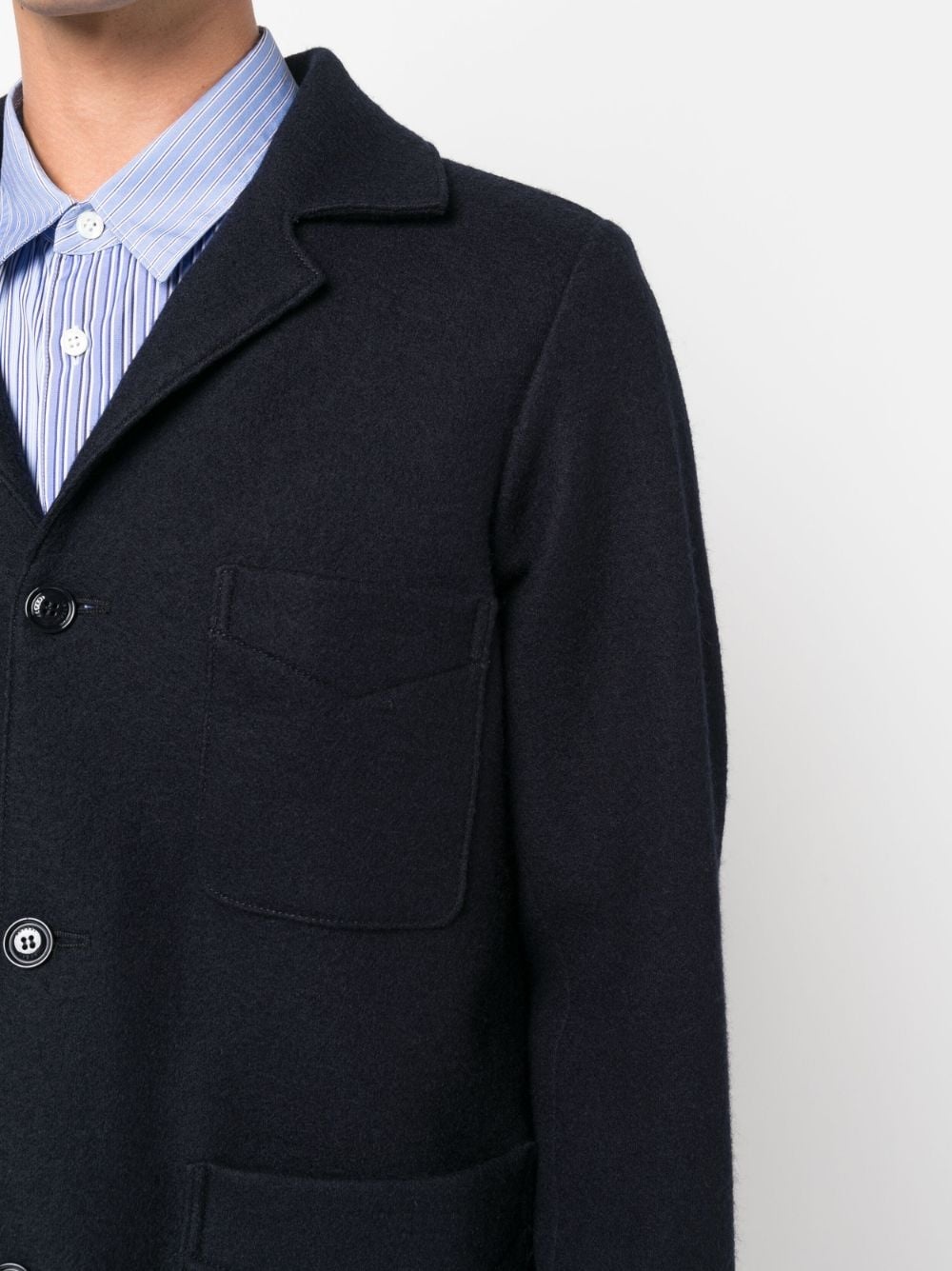 notched-collar wool shirt jacket - 5