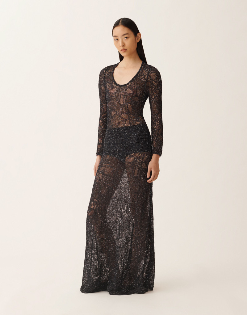 FABIANA FILIPPI Dress in midnight blue micro sequins outlook