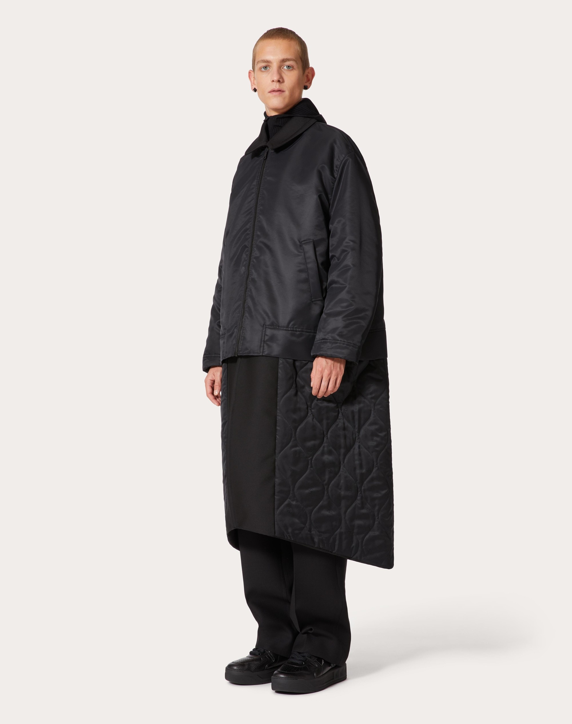 REVERSIBLE COAT IN COTTON, WOOL AND SILK BLEND WITH INNER BOMBER LAYER - 5