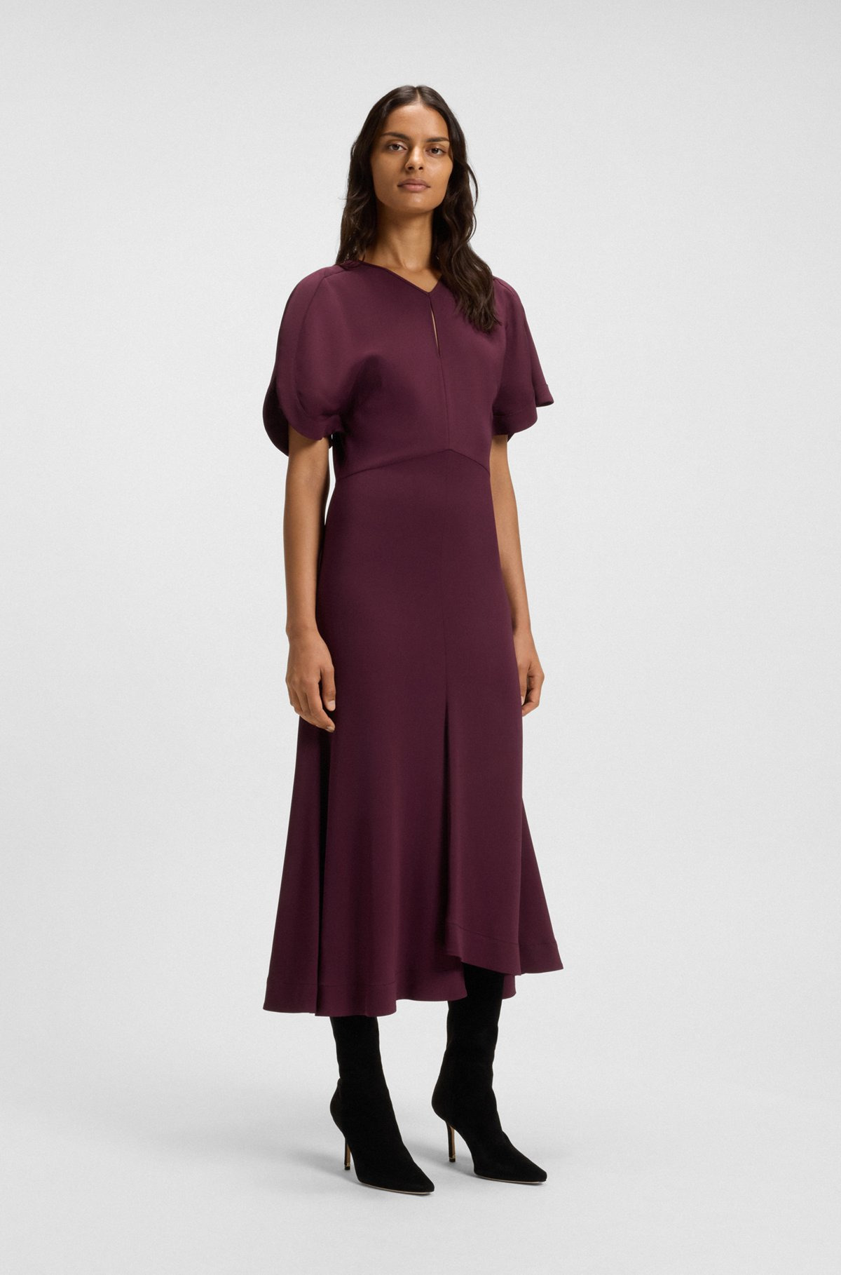 KEYHOLE-NECKLINE DRESS IN SOFT CREPE - 3