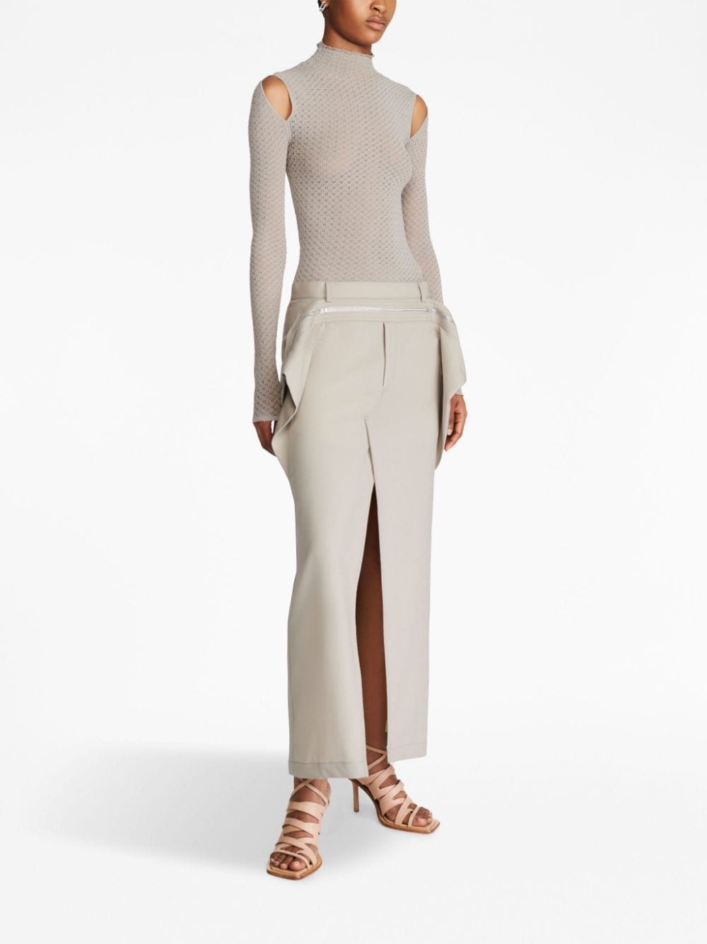 zip-detail wool midi skirt - 2