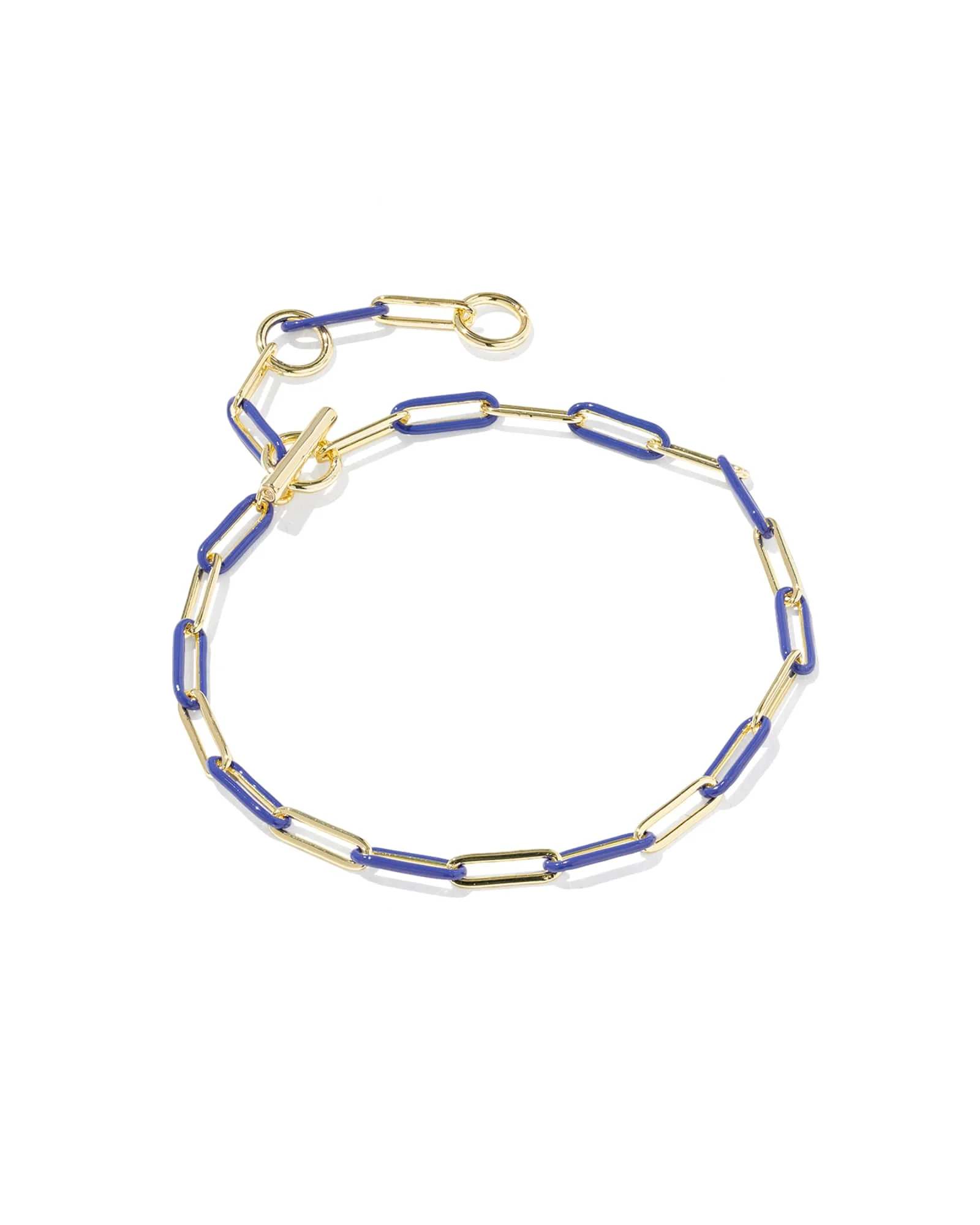Courtney Gold Enamel Link and Chain Bracelet - 1
