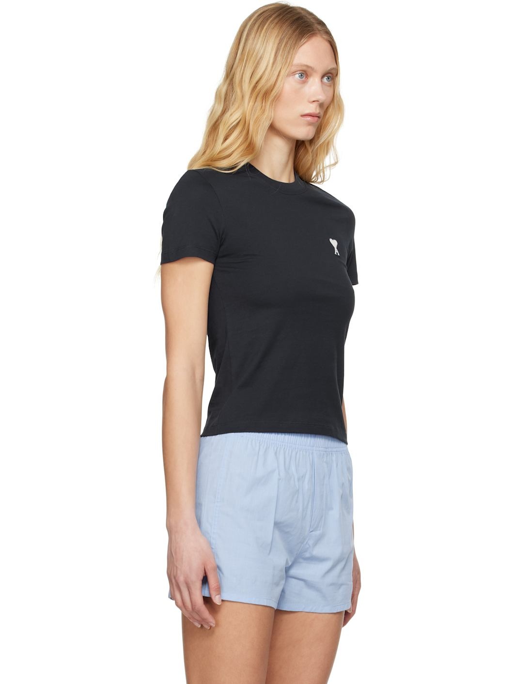 Navy Cotton Cropped T-shirt - 2
