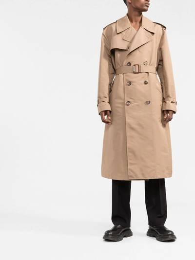 Alexander McQueen logo-print trench coat outlook