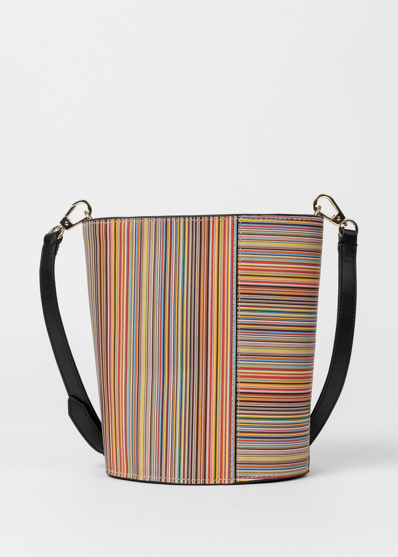 Leather 'Signature Stripe' Bucket Bag 9