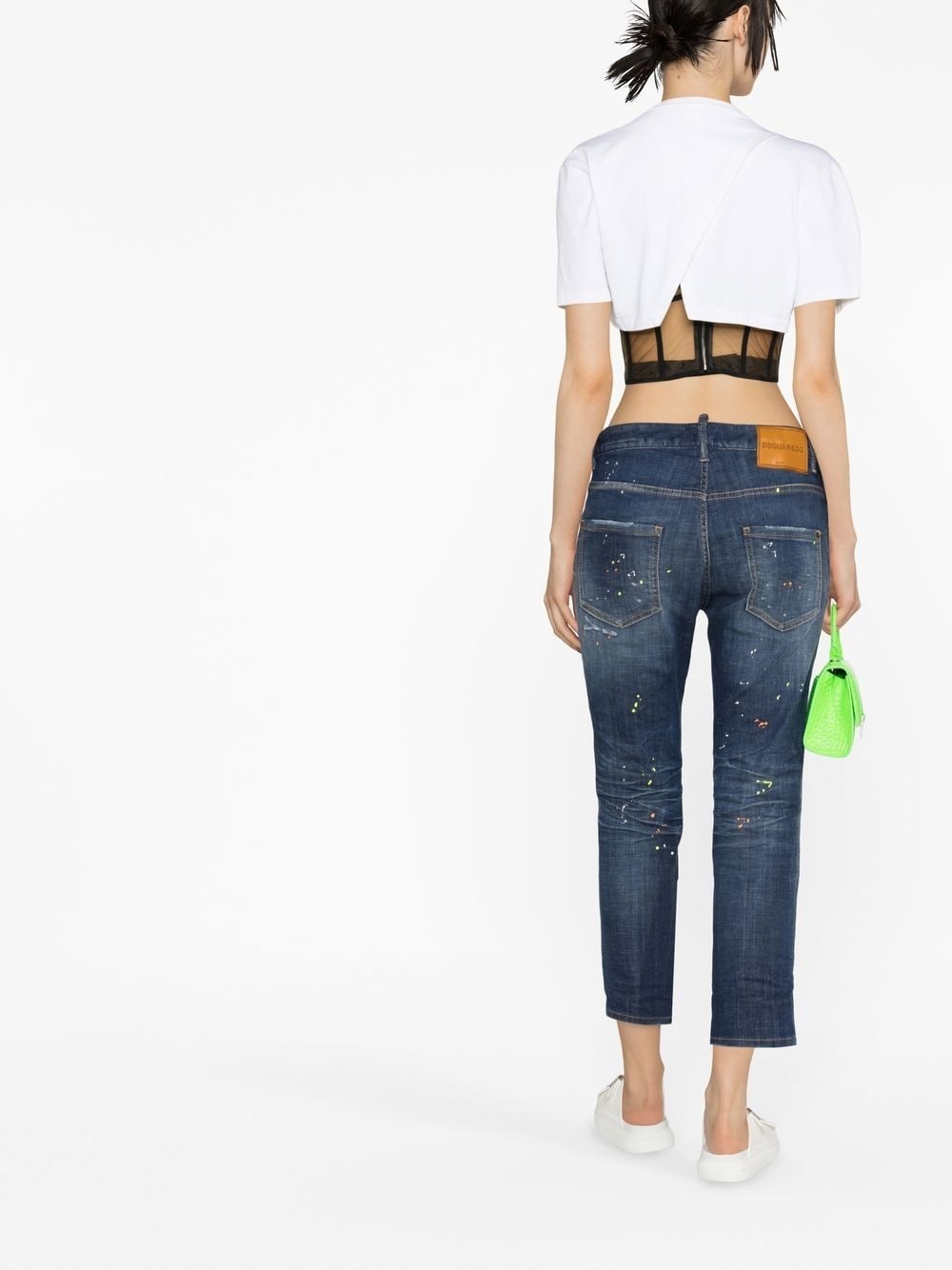 low-rise paint-splatter jeans - 3